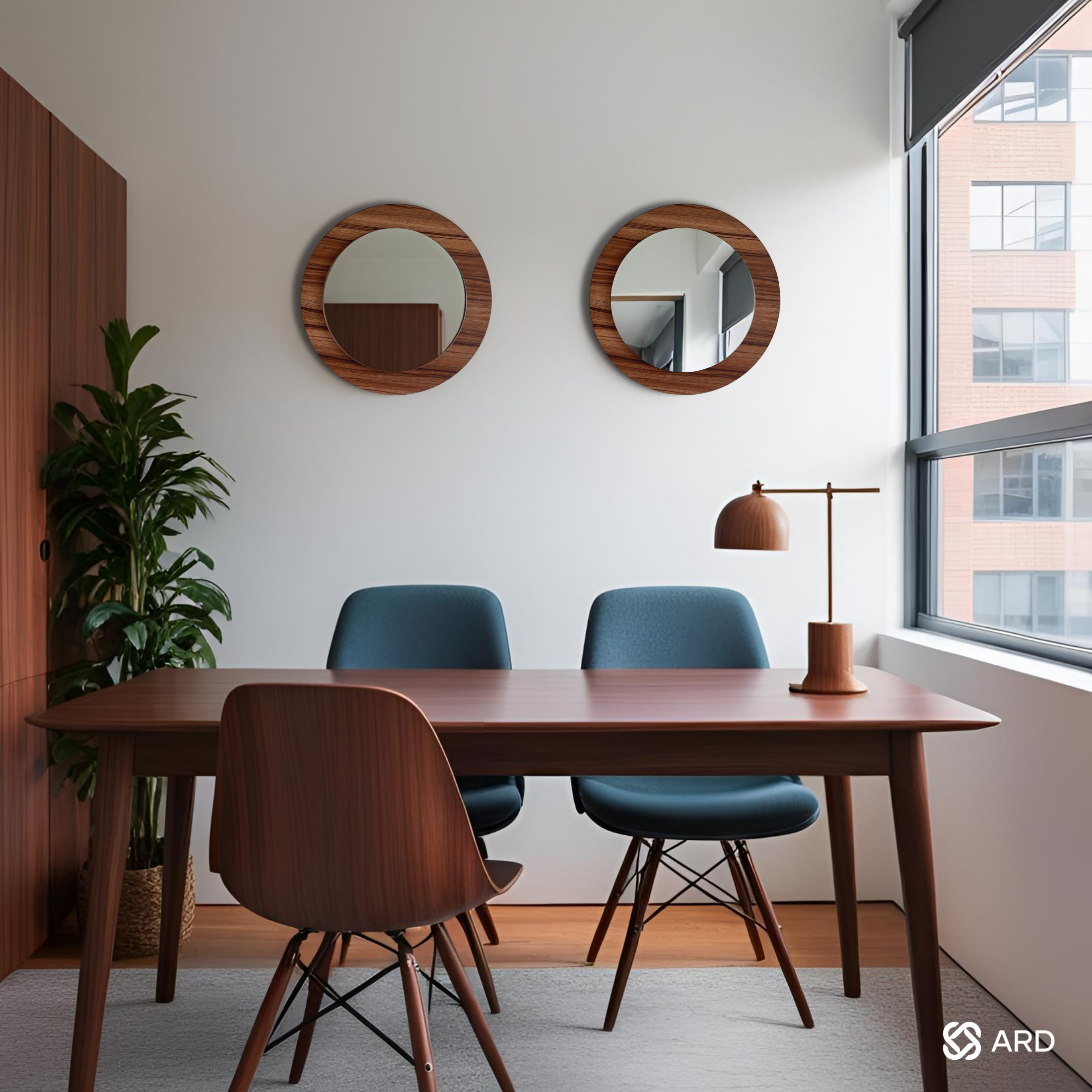 Set de 2 espejos decorativos con marco de madera 43 cm | ARD