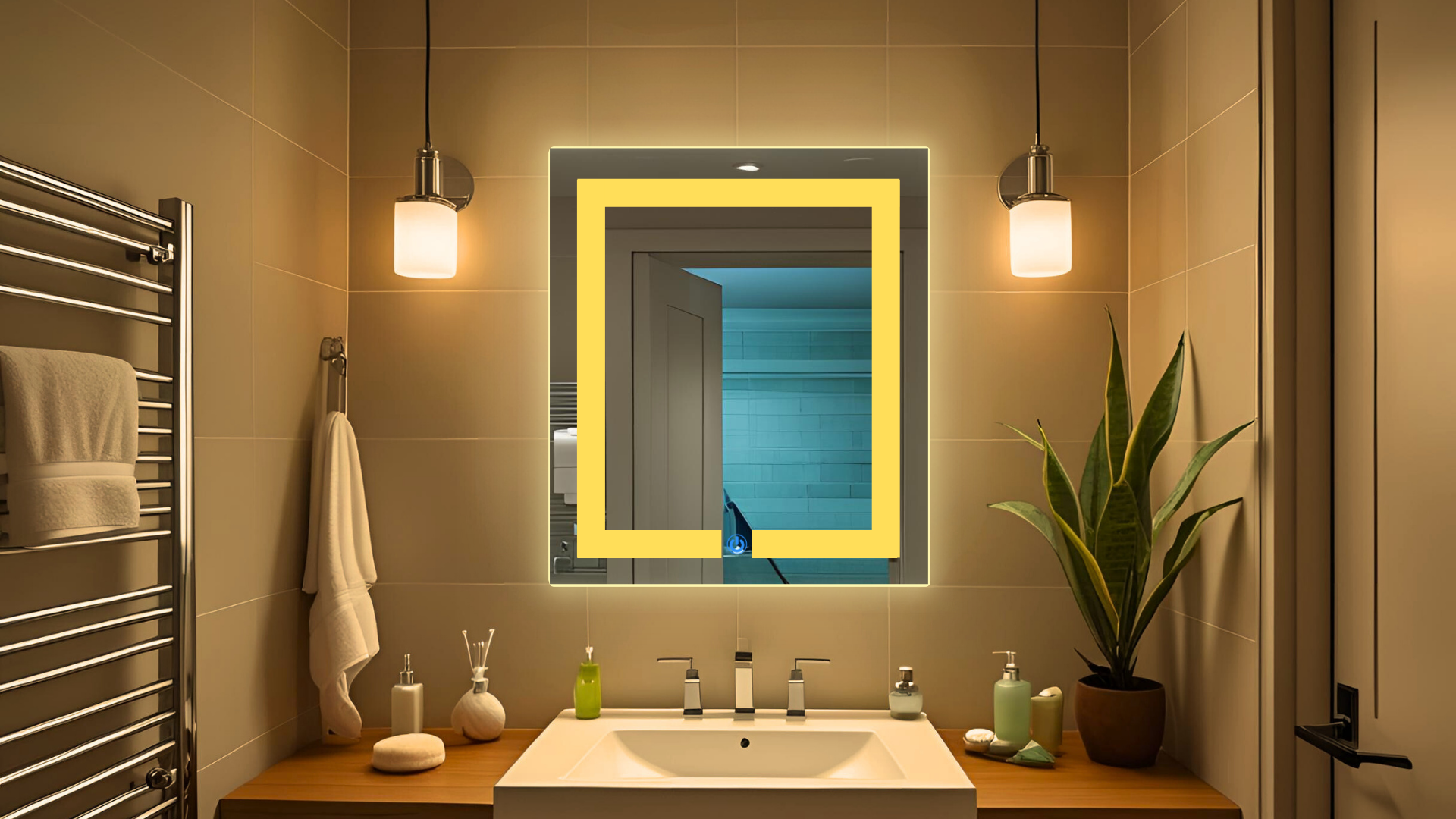 espejo led touch rectangular ARD medidas 60 x 52 con luz calida