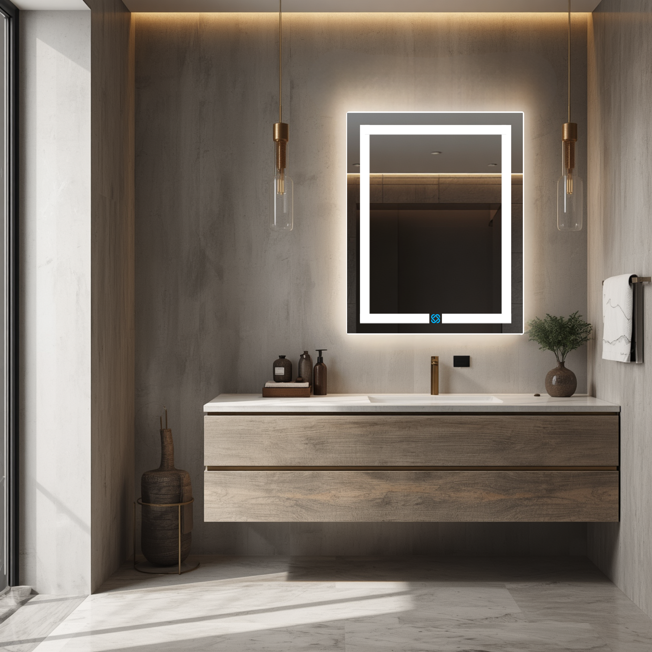 Espejo para baño con luz LED ARD rectangular GLG 78 × 60 cm