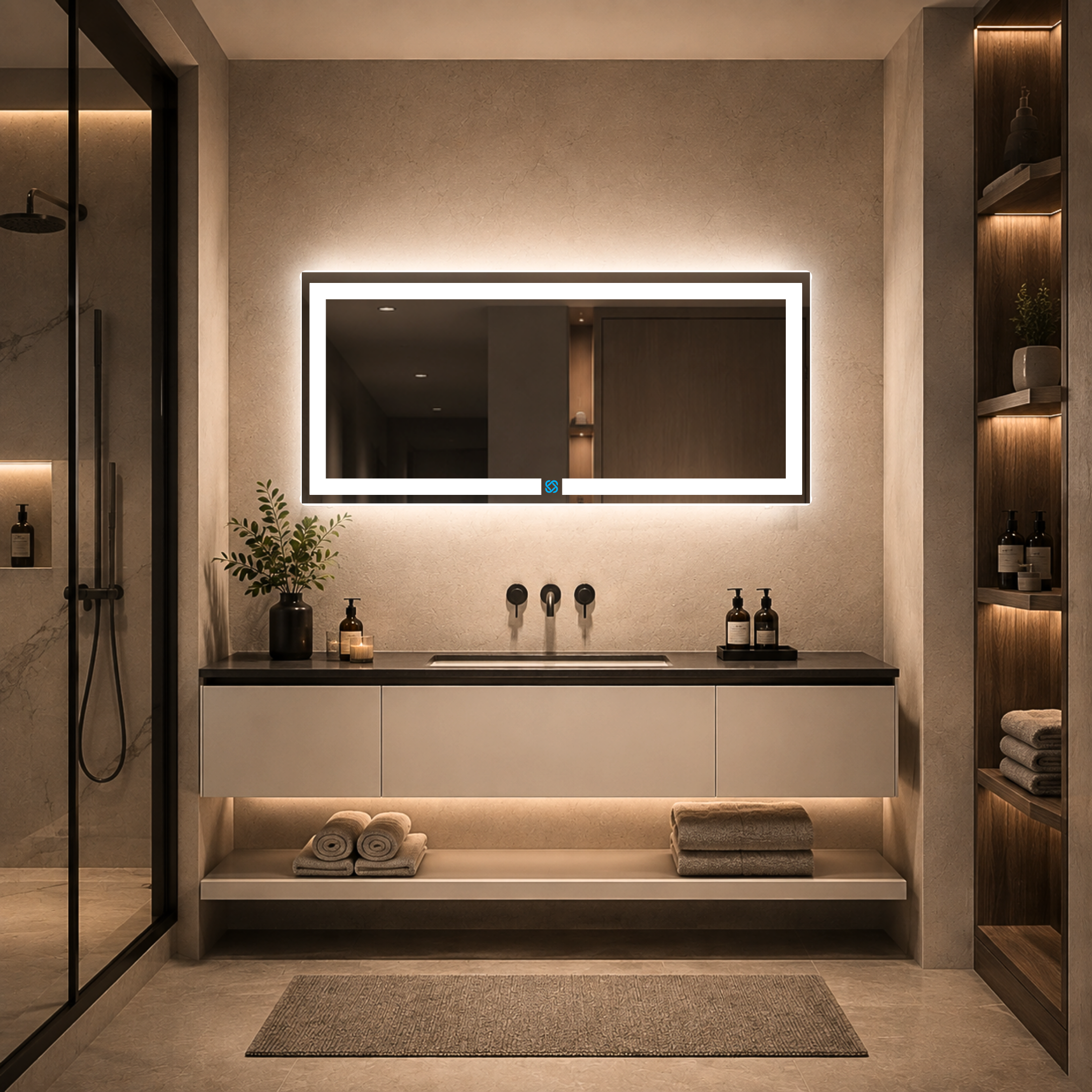 Espejo para baño con luz LED ARD rectangular GLG 52 × 120 cm