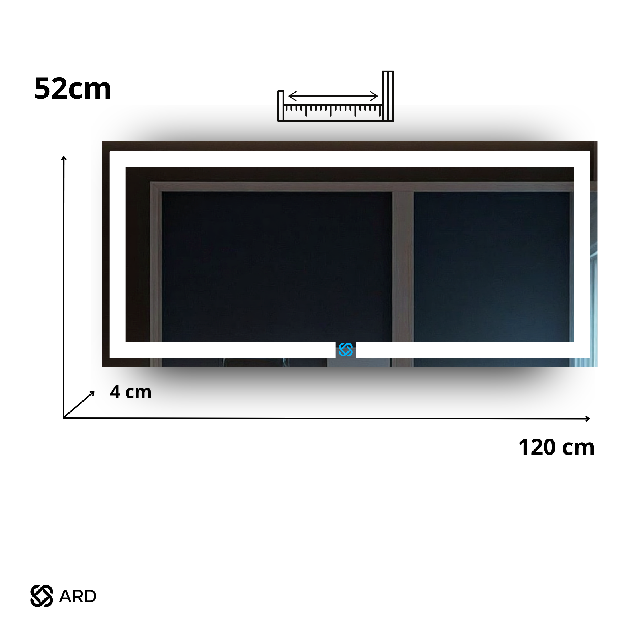 Espejo para baño con luz LED ARD rectangular GLG 52 × 120 cm