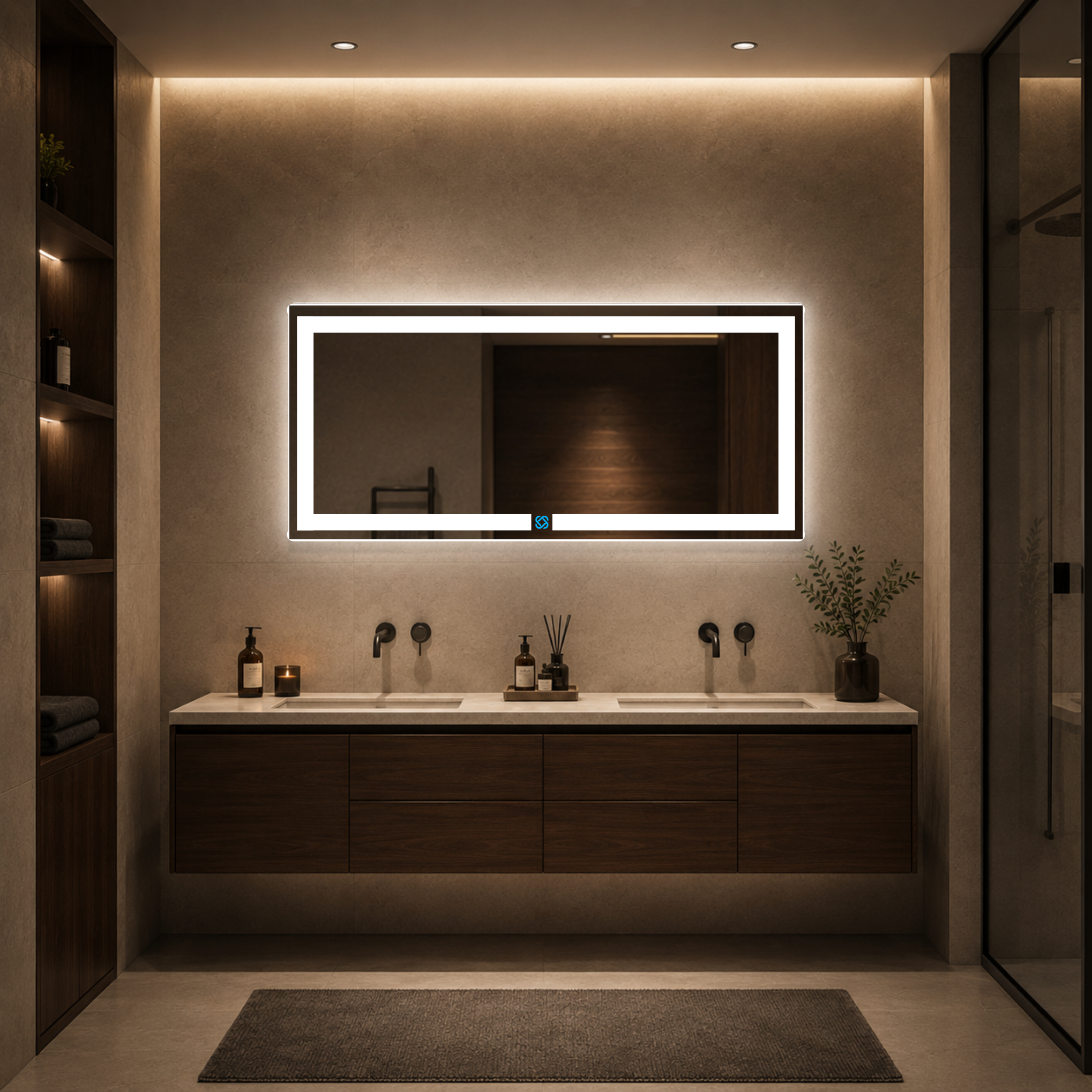Espejo para baño con luz LED ARD rectangular GLG 52 × 120 cm