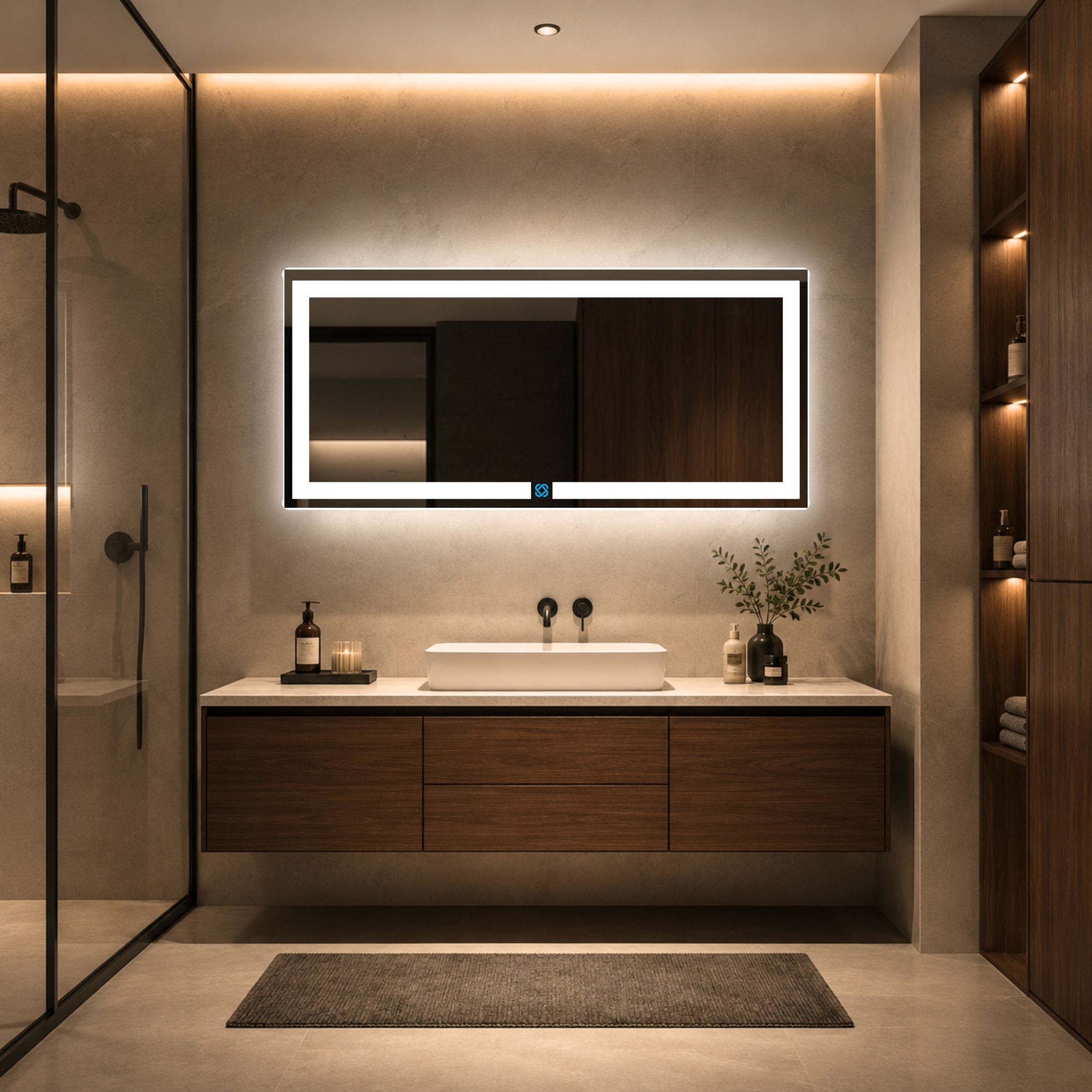 Espejo para baño con luz LED ARD rectangular GLG 52 × 120 cm
