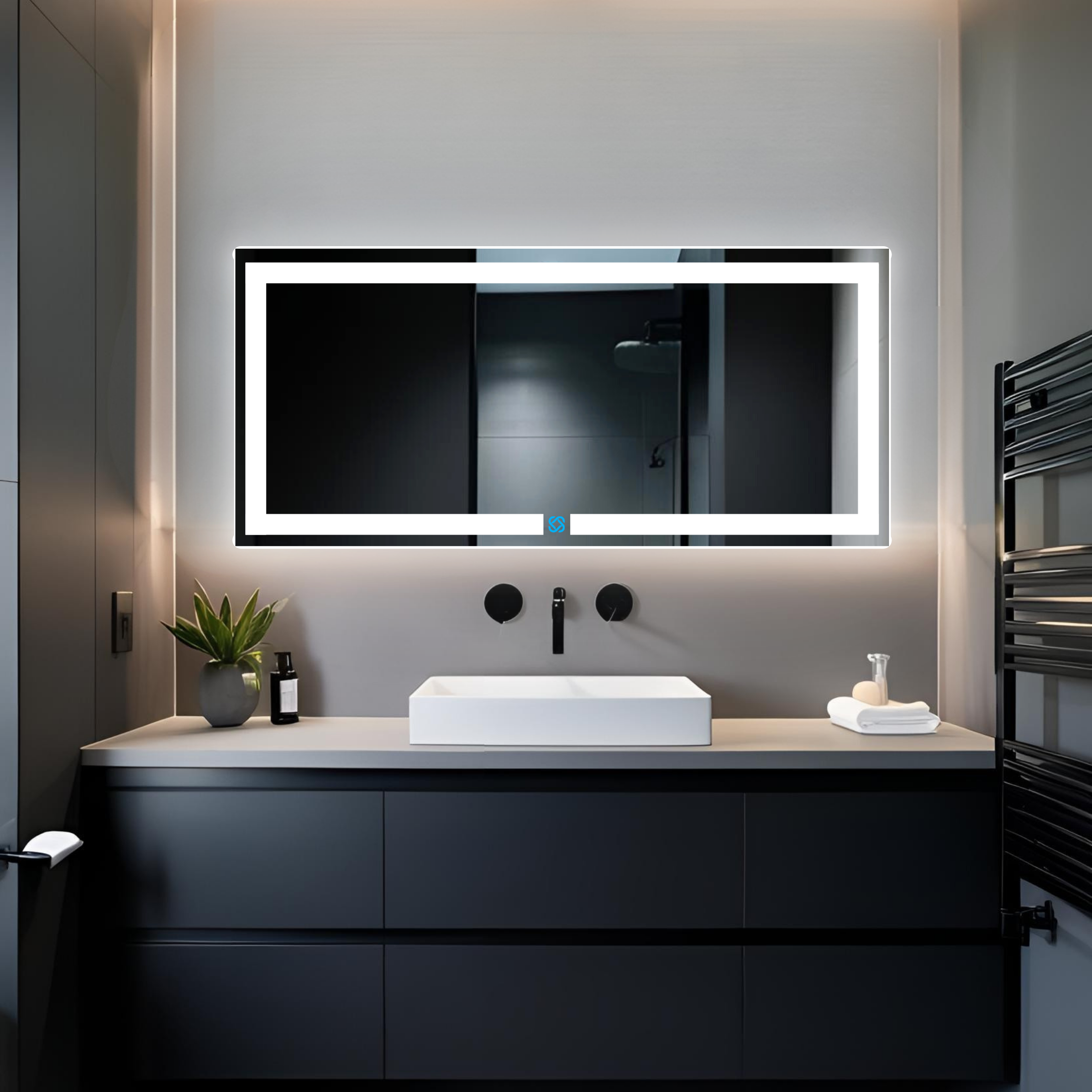 Espejo para baño con luz LED ARD rectangular GLG 52 × 120 cm