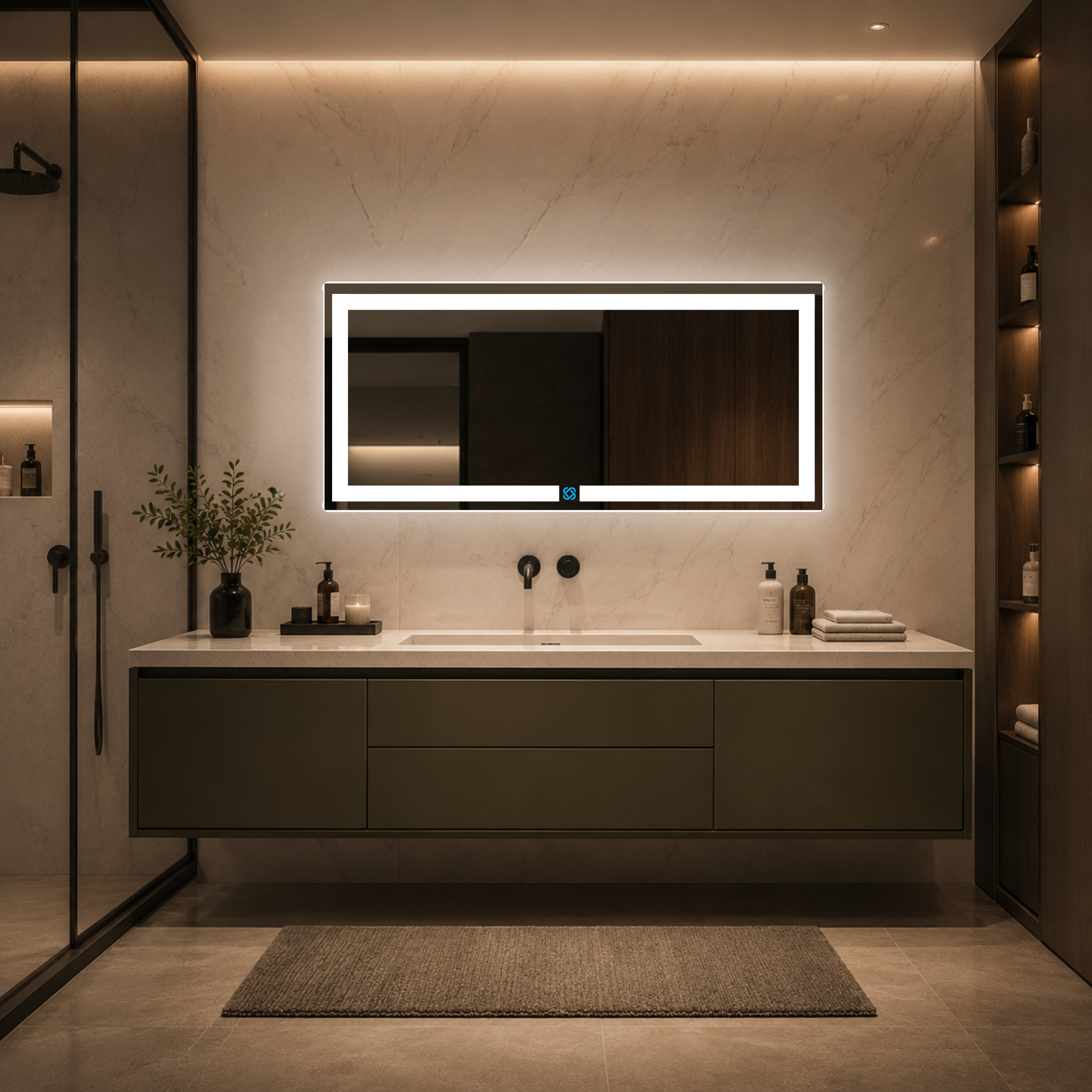 Espejo para baño con luz LED ARD rectangular GLG 52 × 120 cm