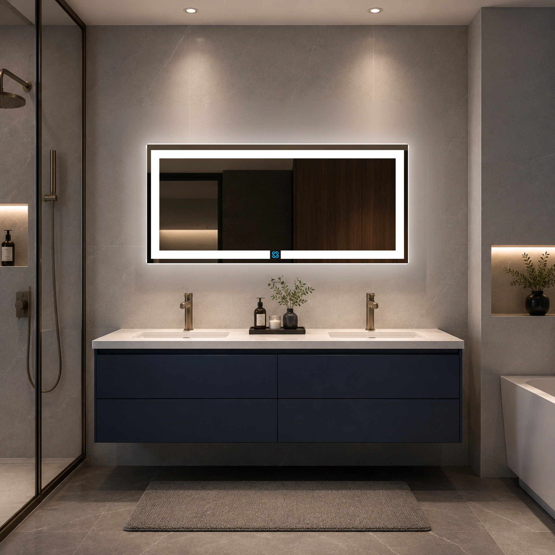 Espejo para baño con luz LED ARD rectangular GLG 52 × 120 cm