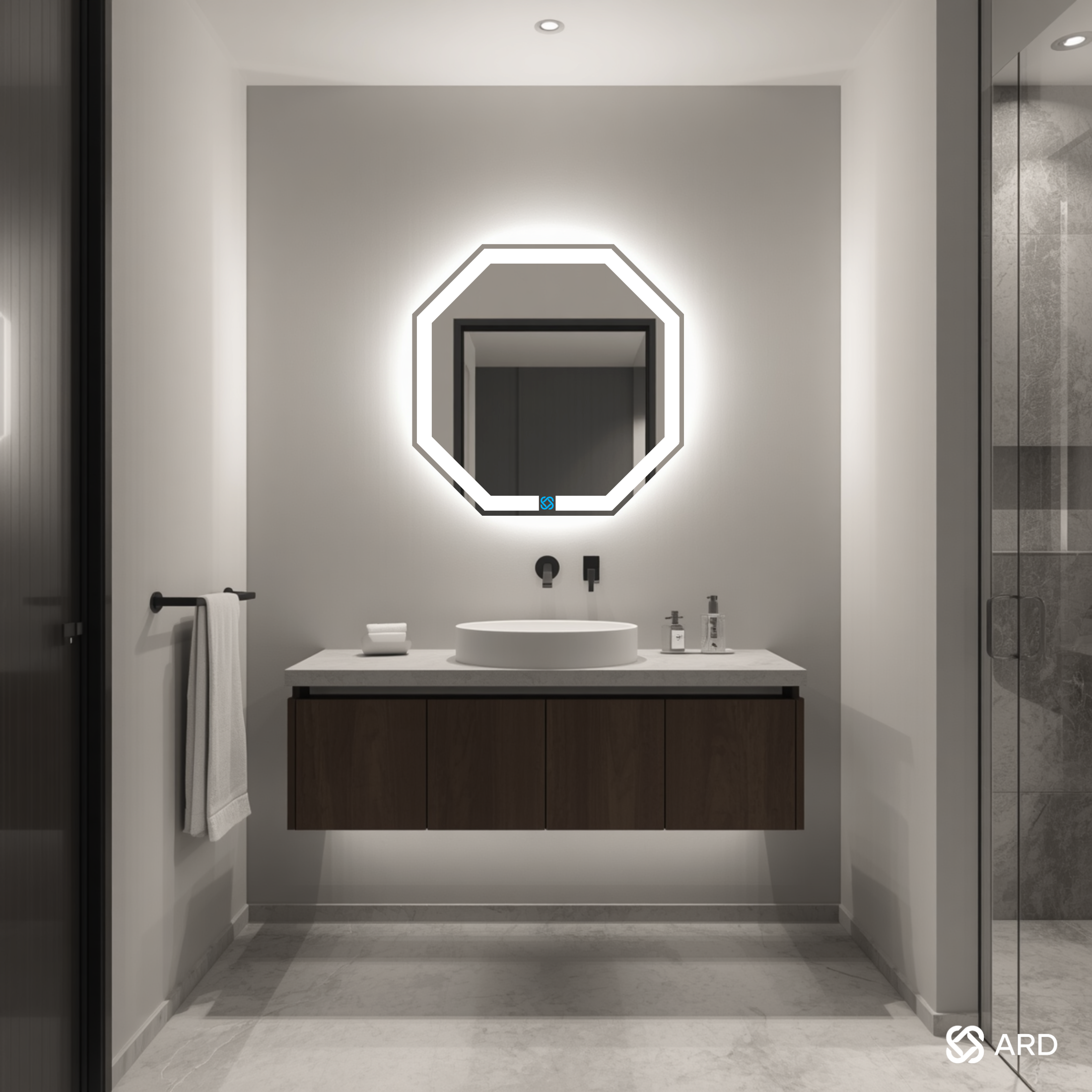 Espejo para baño con luz LED ARD octagonal GLG Octaglow 60 × 60 cm