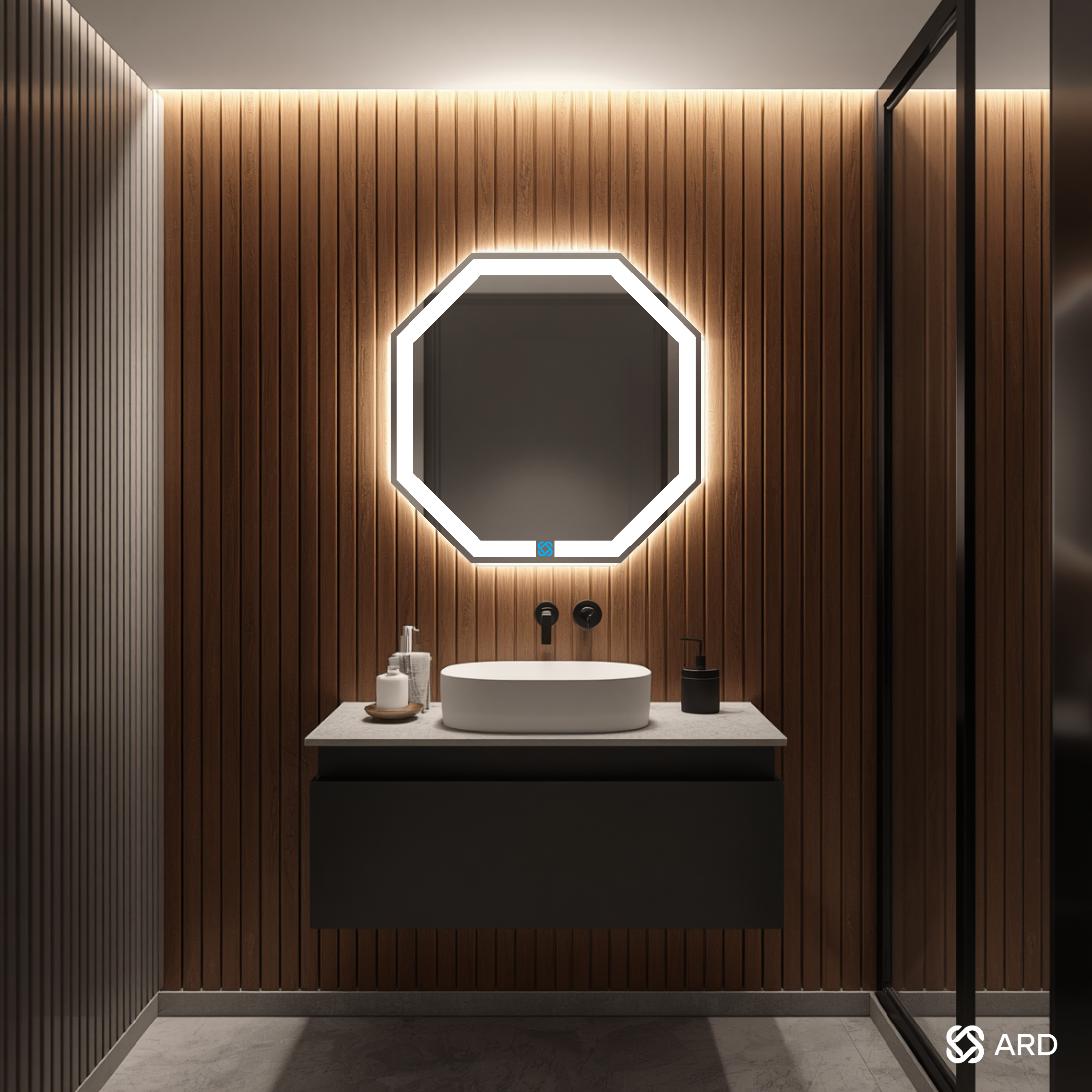 Espejo para baño con luz LED ARD octagonal GLG Octaglow 60 × 60 cm