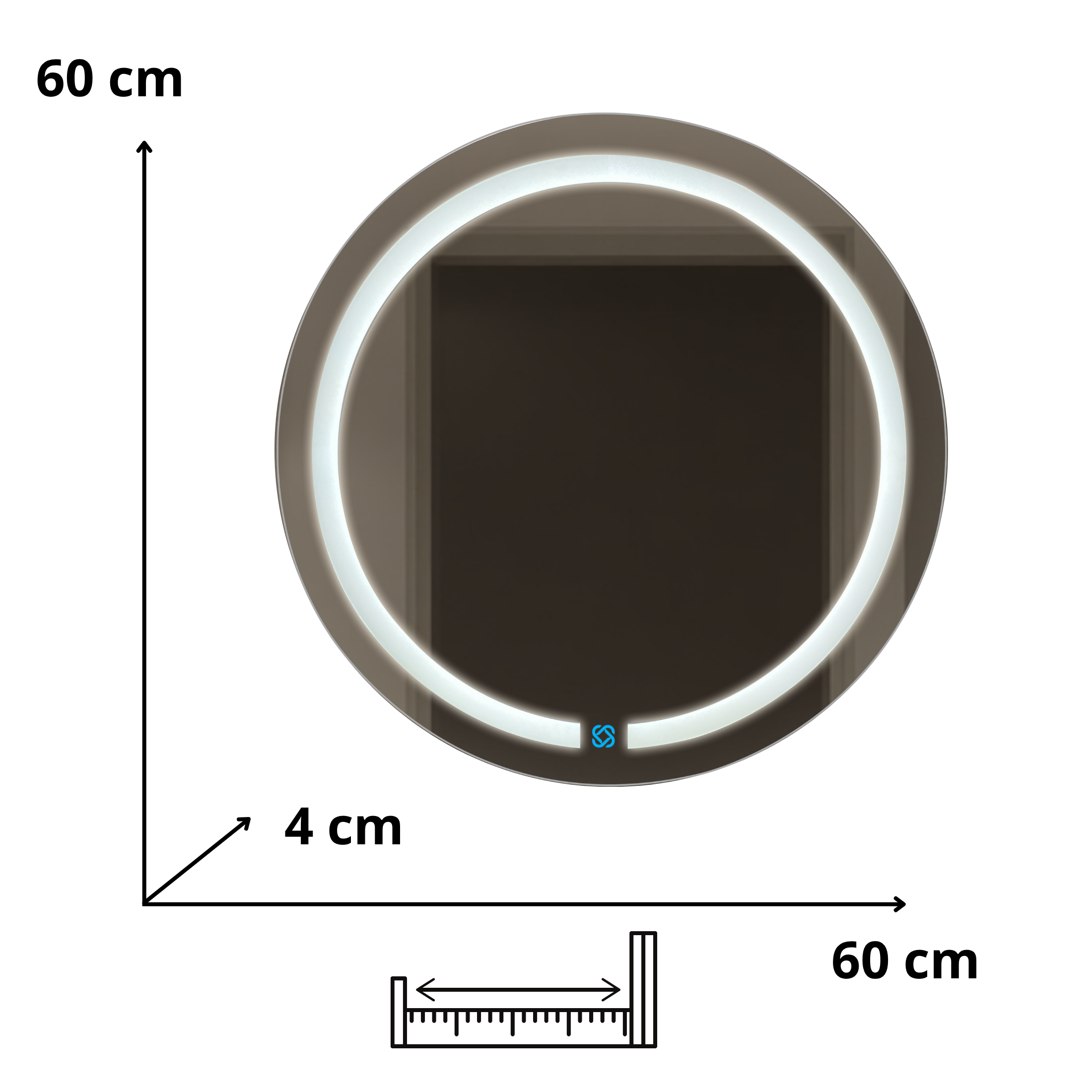 Espejo para baño con luz LED ARD redondo HaloGlow 60 cm