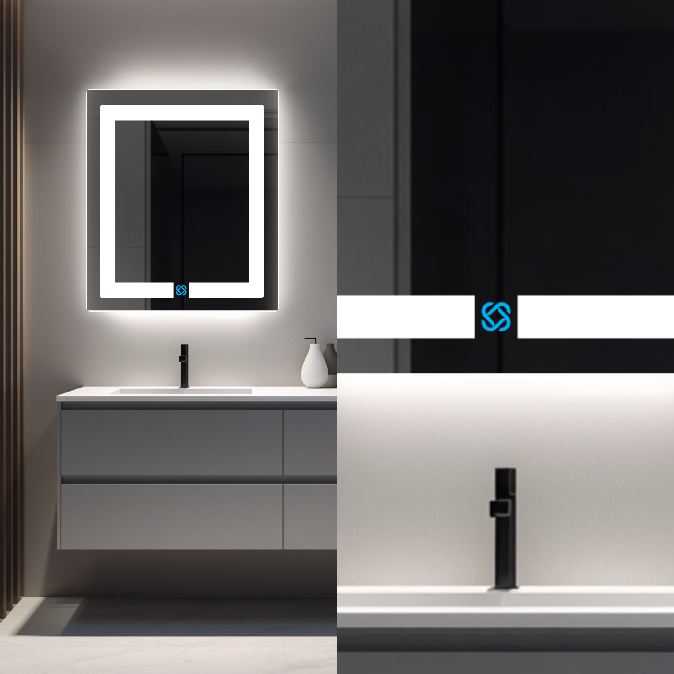 Espejo para baño con luz LED ARD rectangular GLG 60 × 52 cm