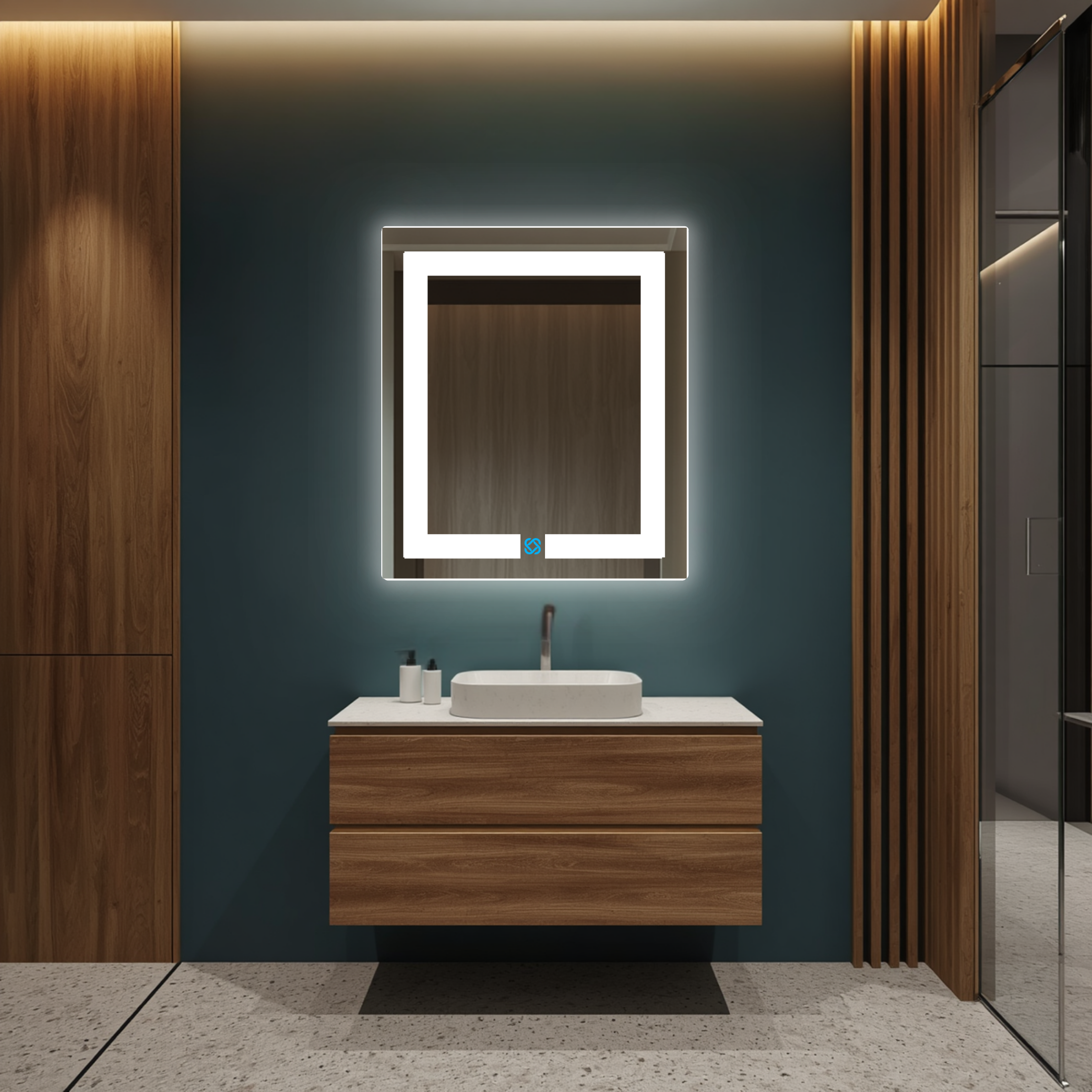 Espejo para baño con luz LED ARD rectangular GLG 60 × 52 cm