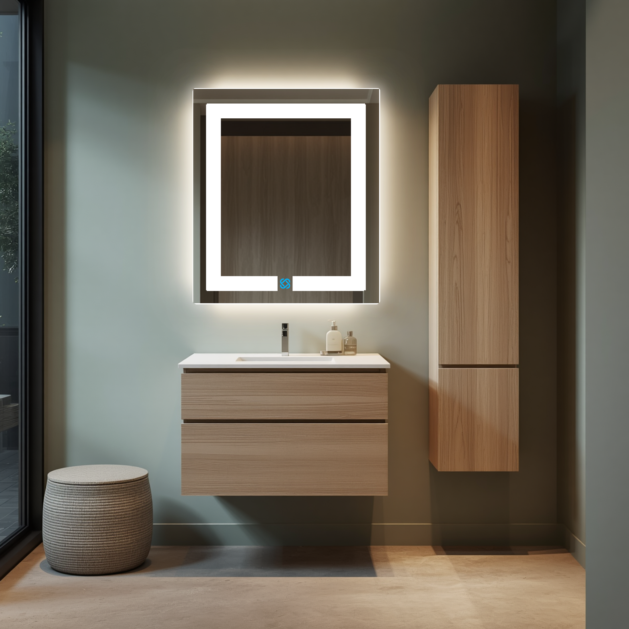 Espejo para baño con luz LED ARD rectangular GLG 60 × 52 cm