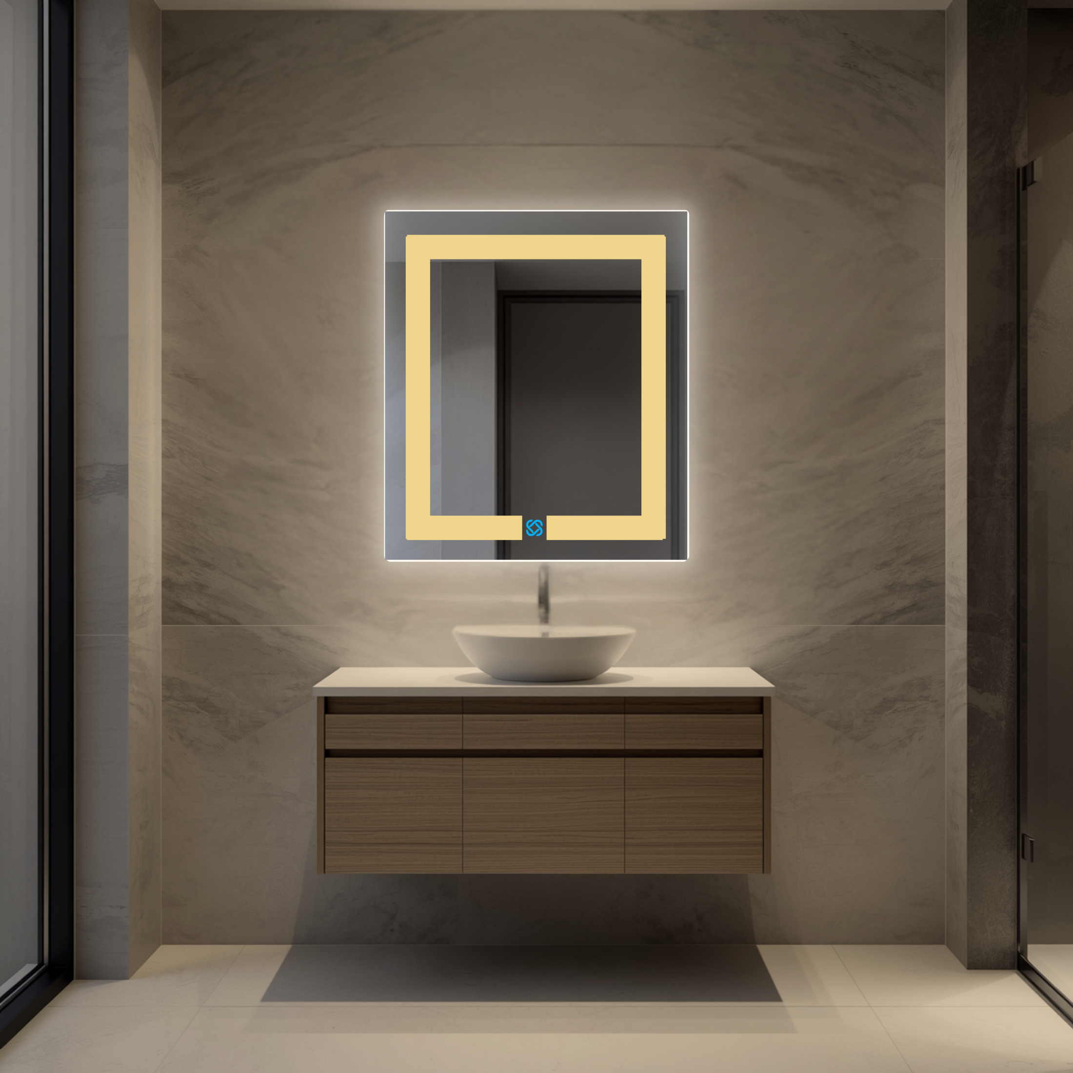 Espejo para baño con luz LED ARD rectangular GLG 60 × 52 cm