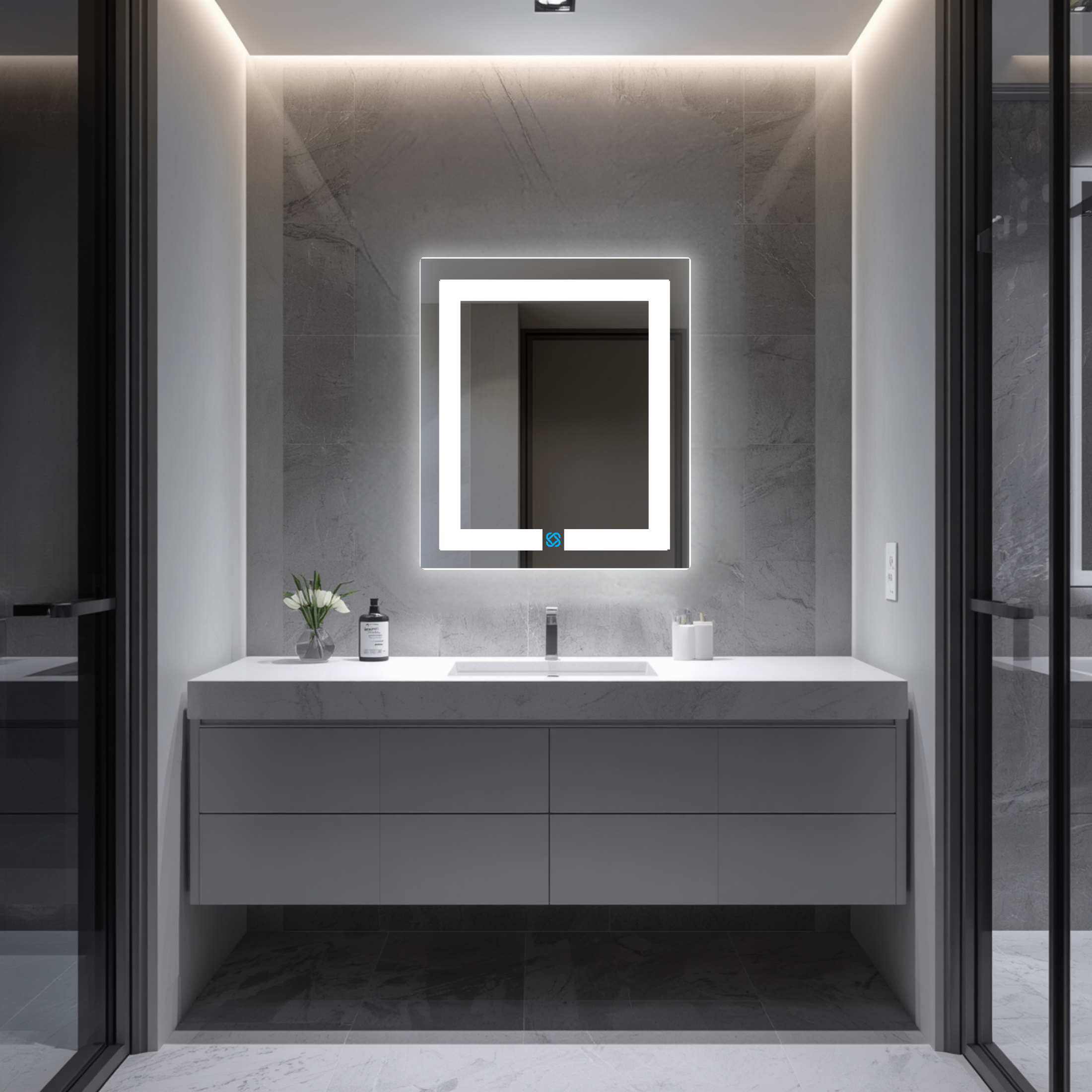 Espejo para baño con luz LED ARD rectangular GLG 60 × 52 cm