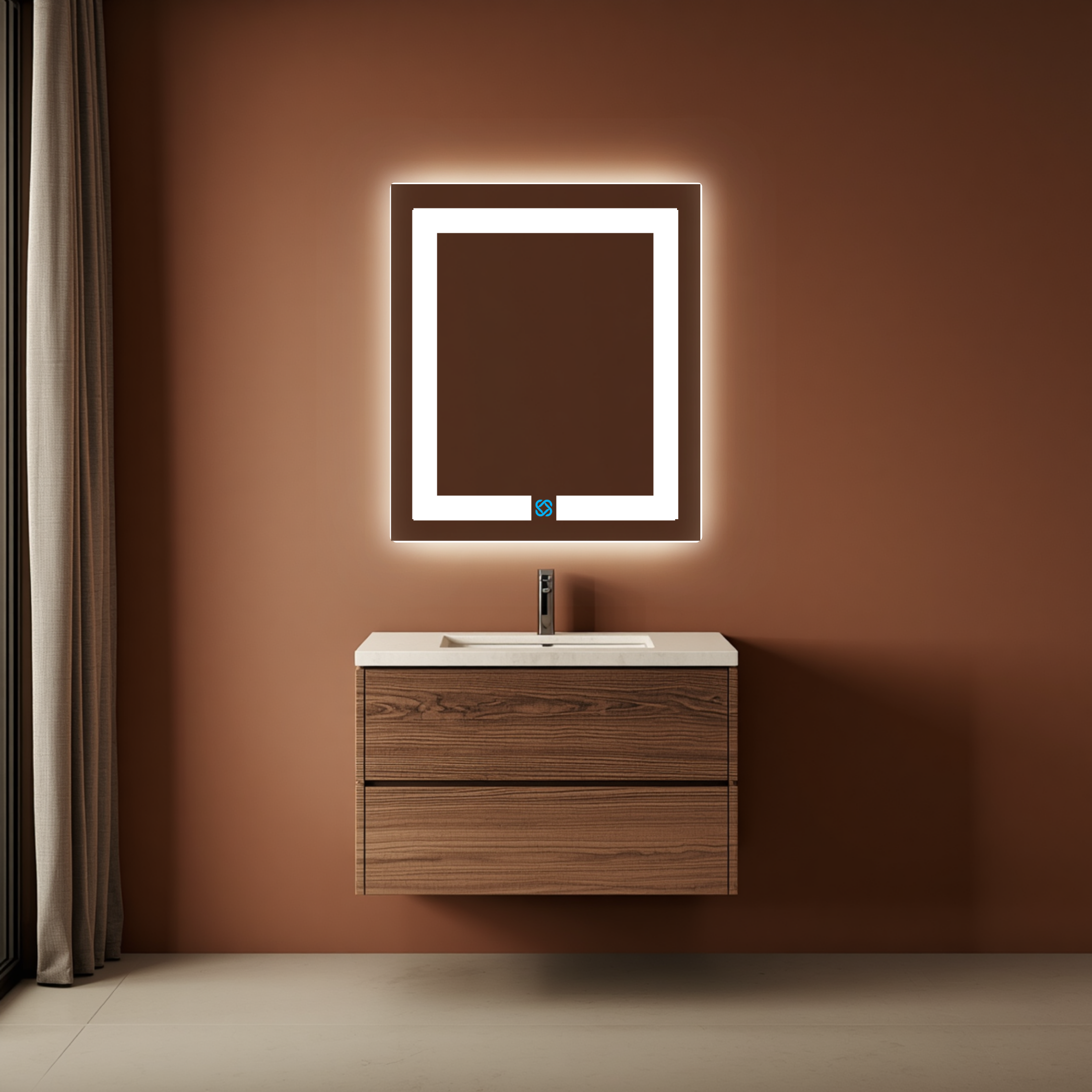 Espejo para baño con luz LED ARD rectangular GLG 60 × 52 cm