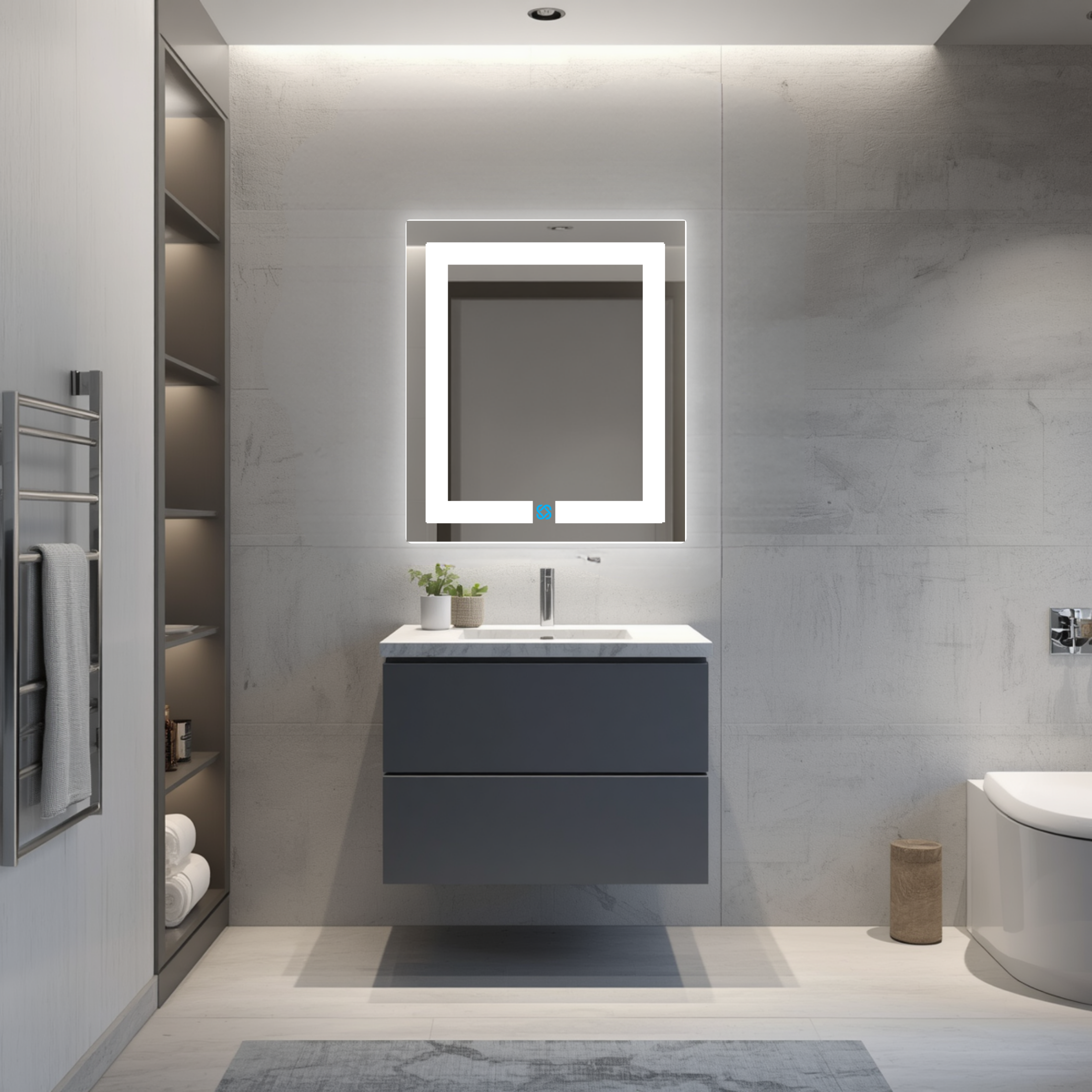Espejo para baño con luz LED ARD rectangular GLG 60 × 52 cm