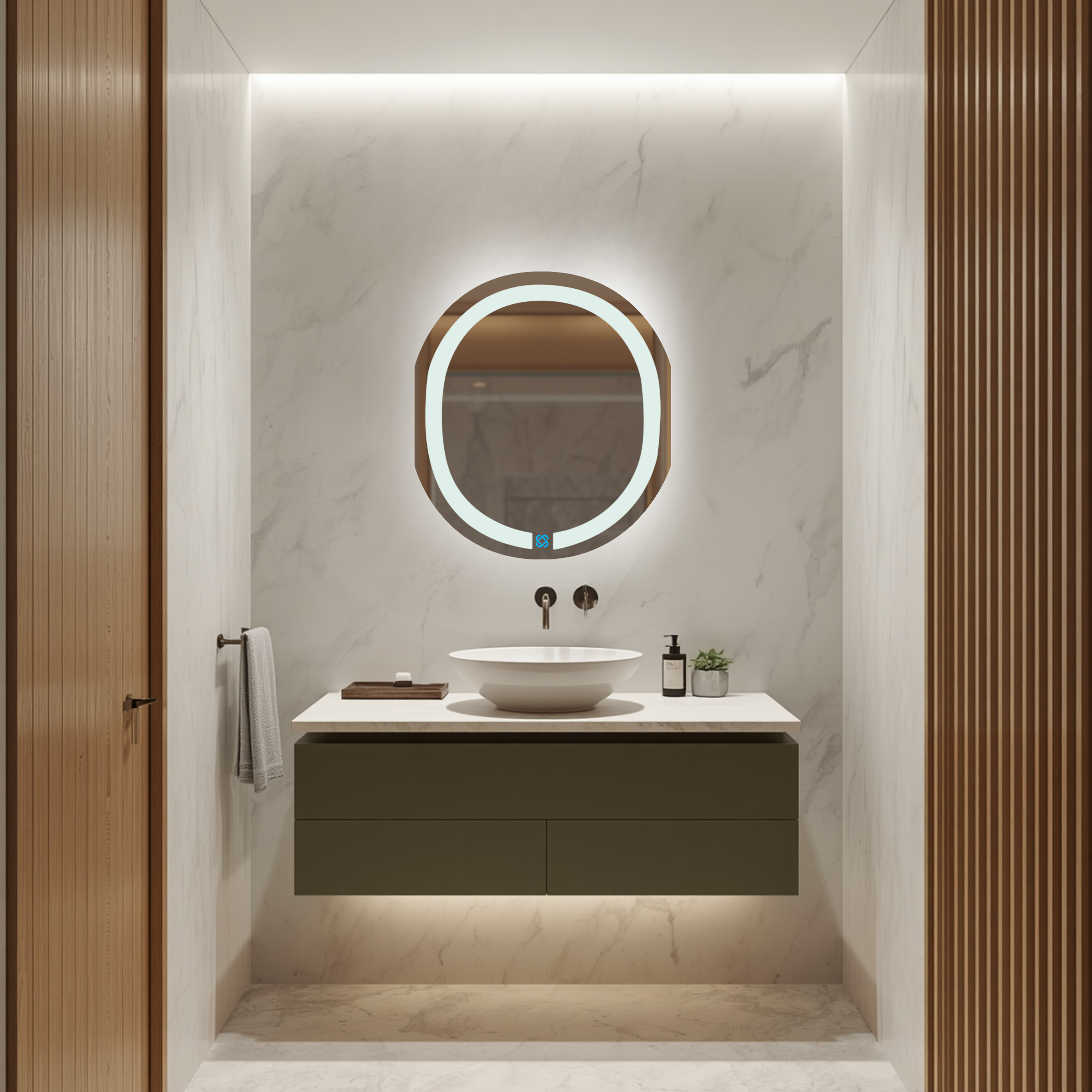 Espejo para baño con luz LED ARD ovalado GLG Oval 60 × 52 cm