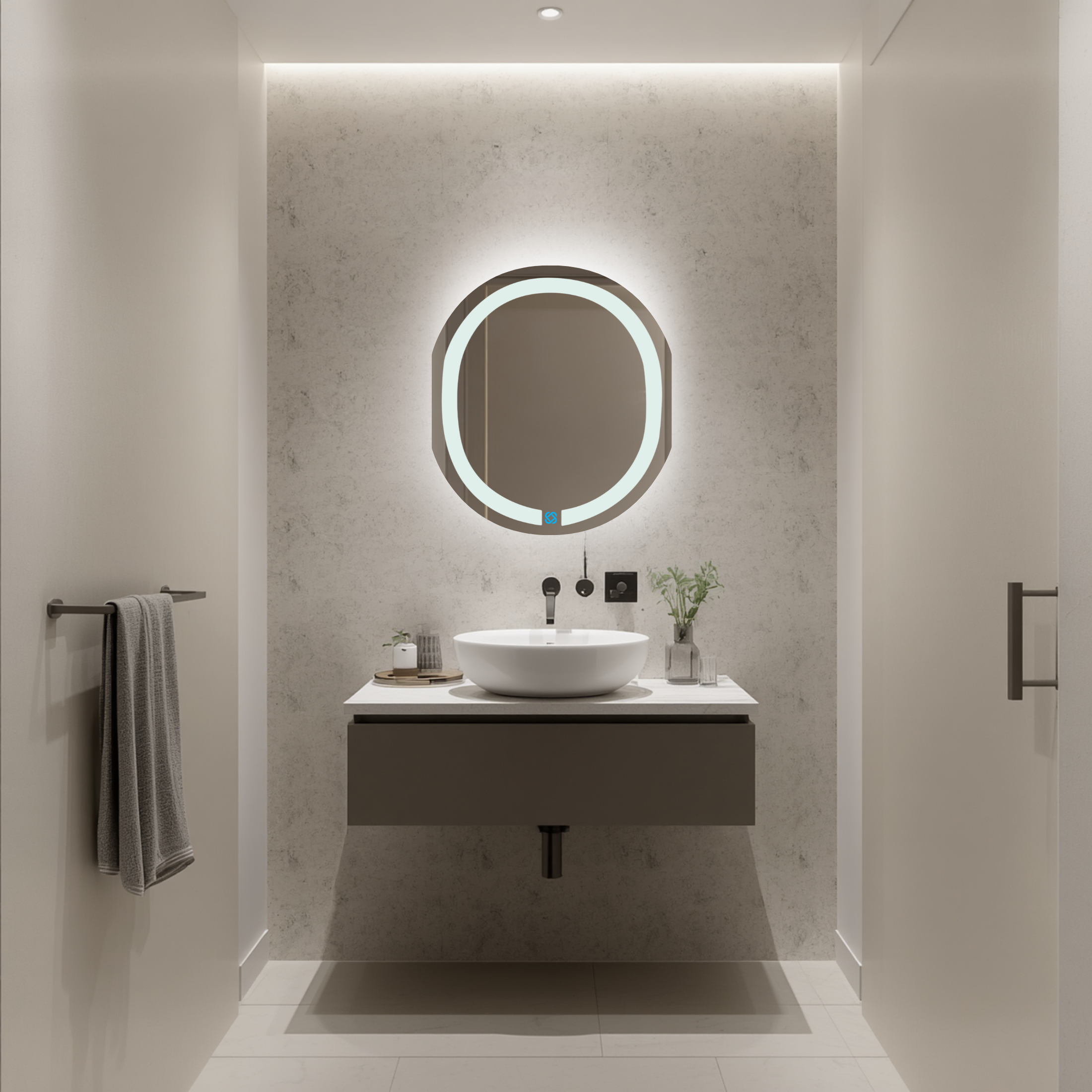 Espejo para baño con luz LED ARD ovalado GLG Oval 60 × 52 cm