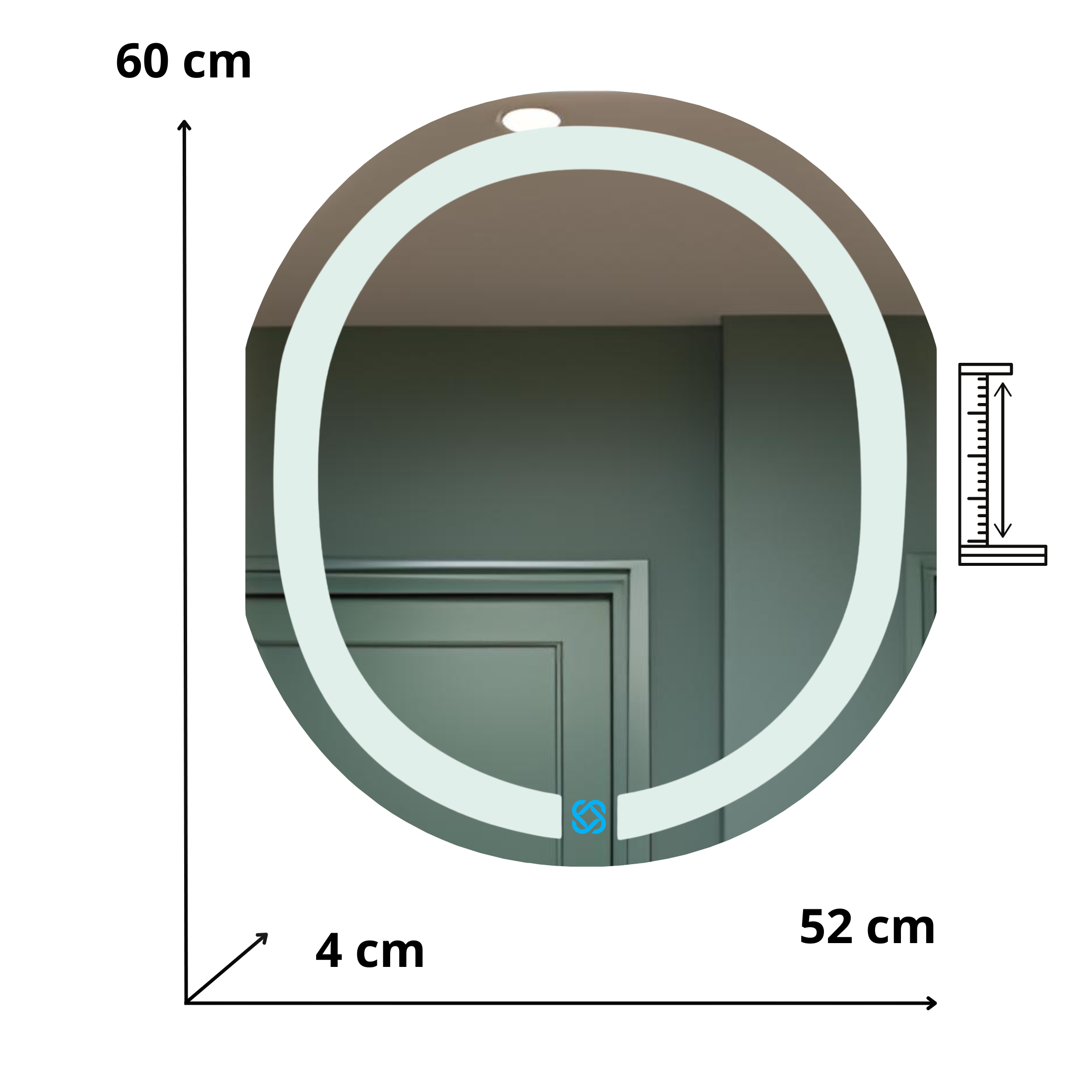Espejo para baño con luz LED ARD ovalado GLG Oval 60 × 52 cm