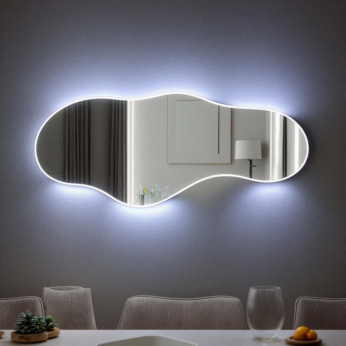 Espejo decorativo de pared con luz LED irregular 120x55 cm | Glanz Luminous Cloud ARD