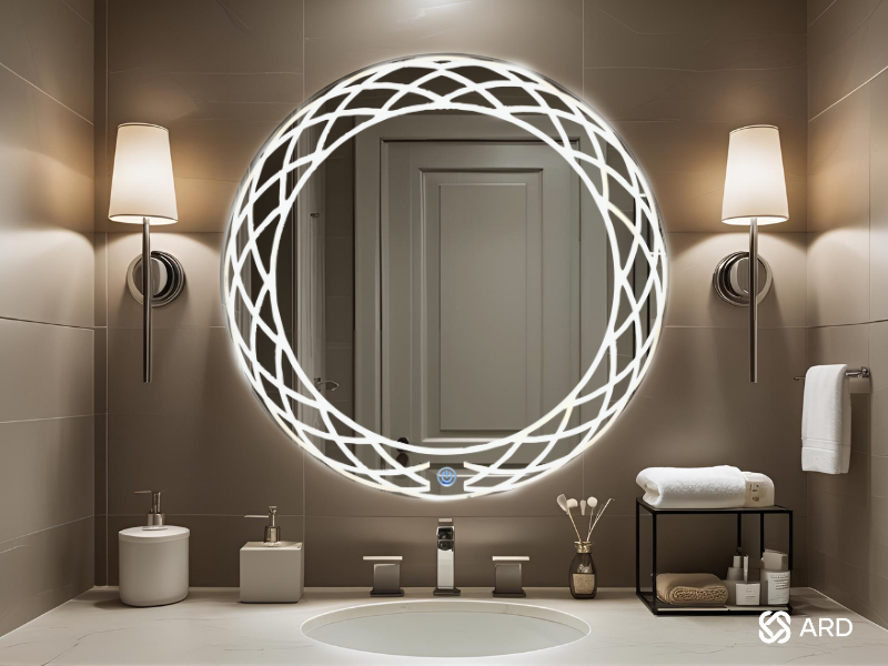 Espejo led para baño ARD modelo Mirage redondo 60 cm en baño elegante