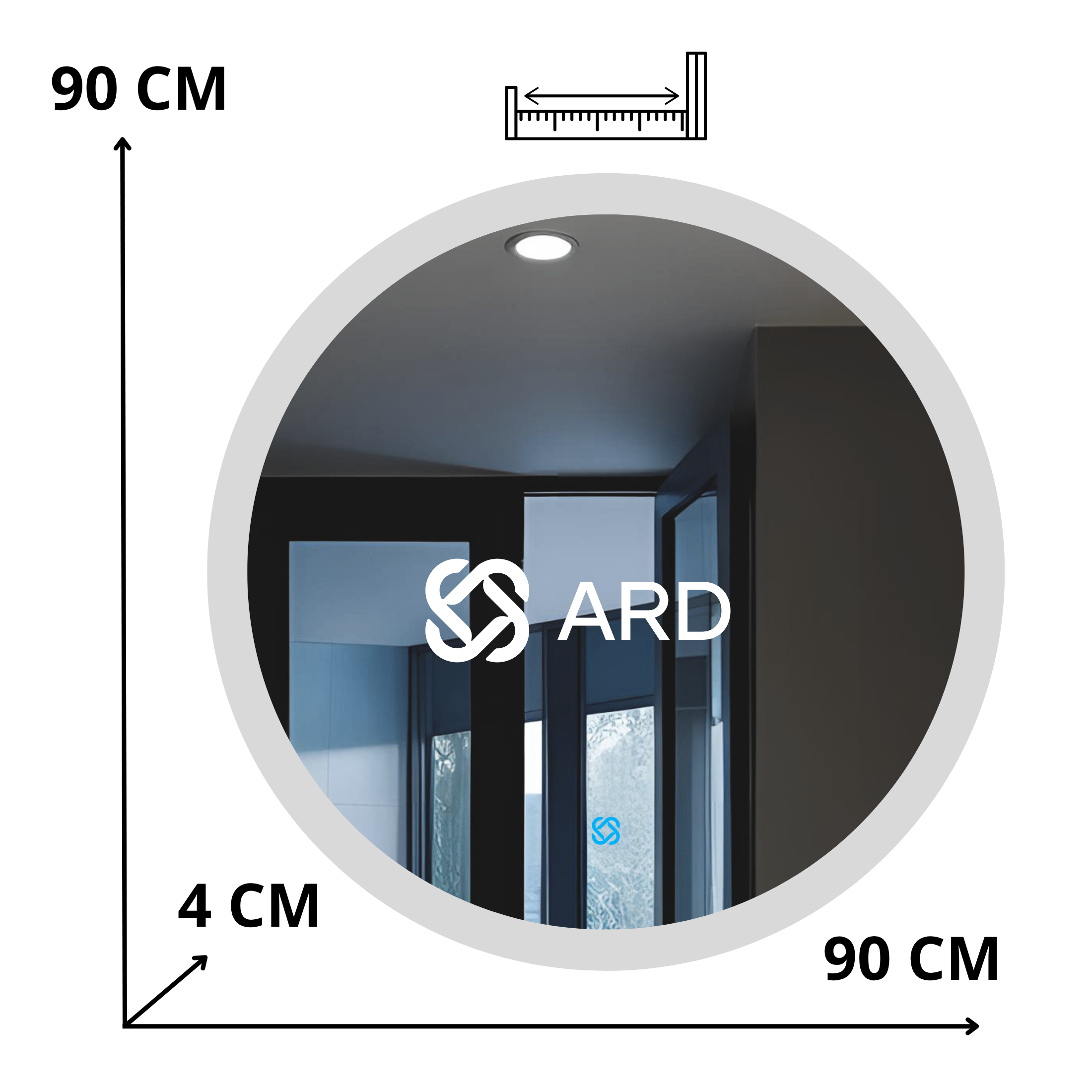 Espejo para baño con luz LED ARD redondo Halo 90 cm