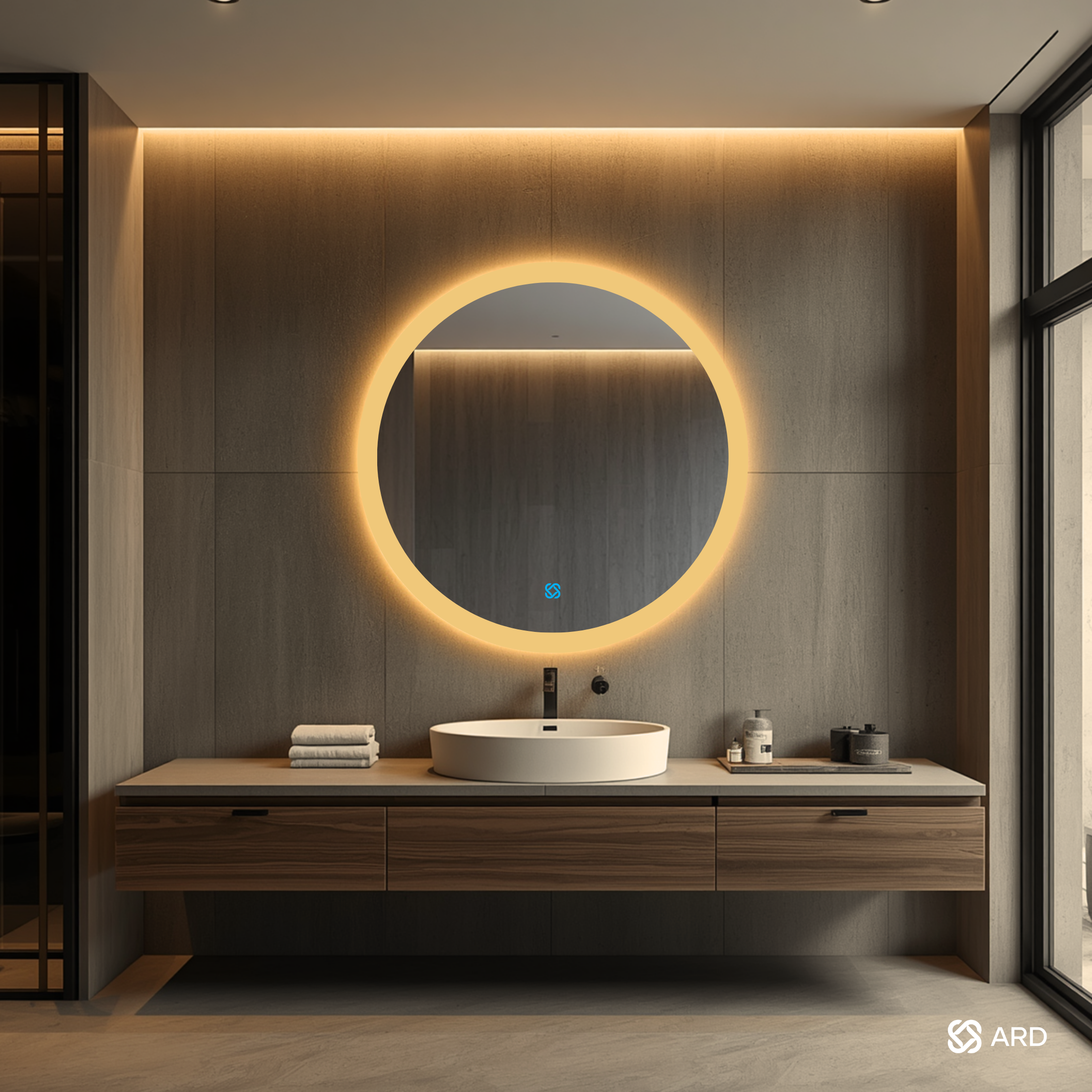 Espejo para baño con luz LED ARD redondo Halo 90 cm