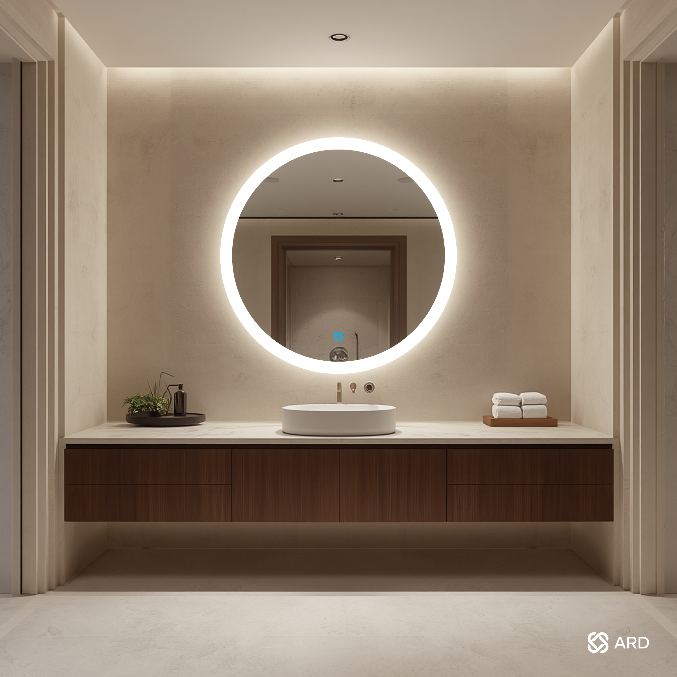 Espejo para baño con luz LED ARD redondo Halo 90 cm