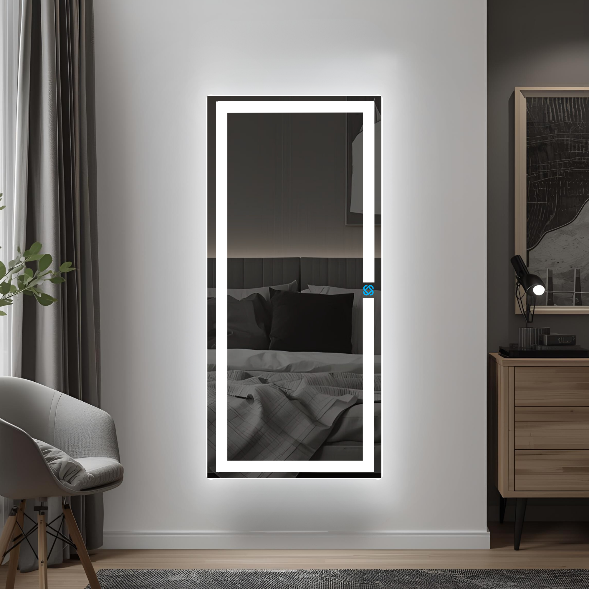 Espejo de cuerpo completo con luz LED ARD rectangular GLG 120 × 52 cm