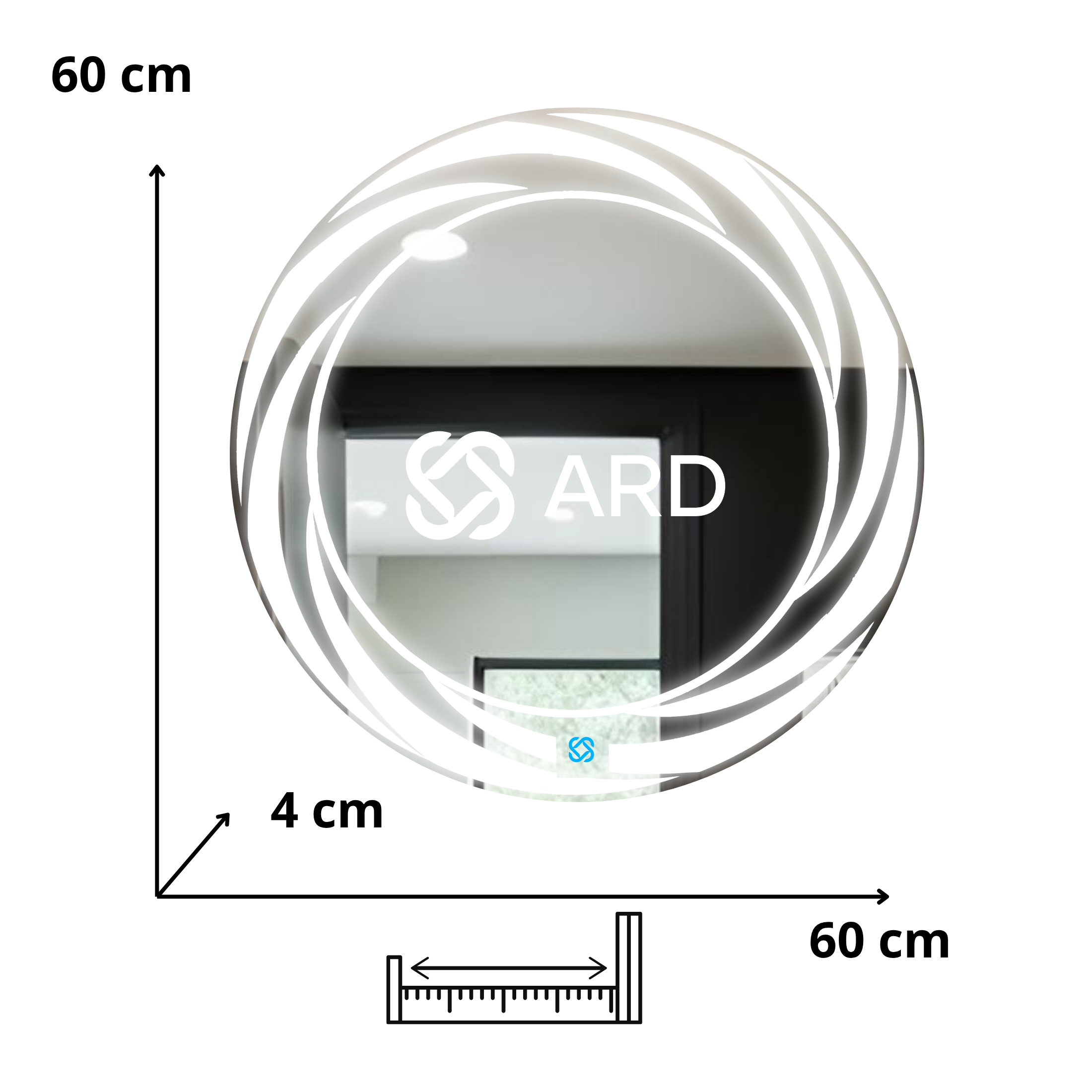 Espejo para baño con luz LED ARD redondo GLG Tornado 60 cm