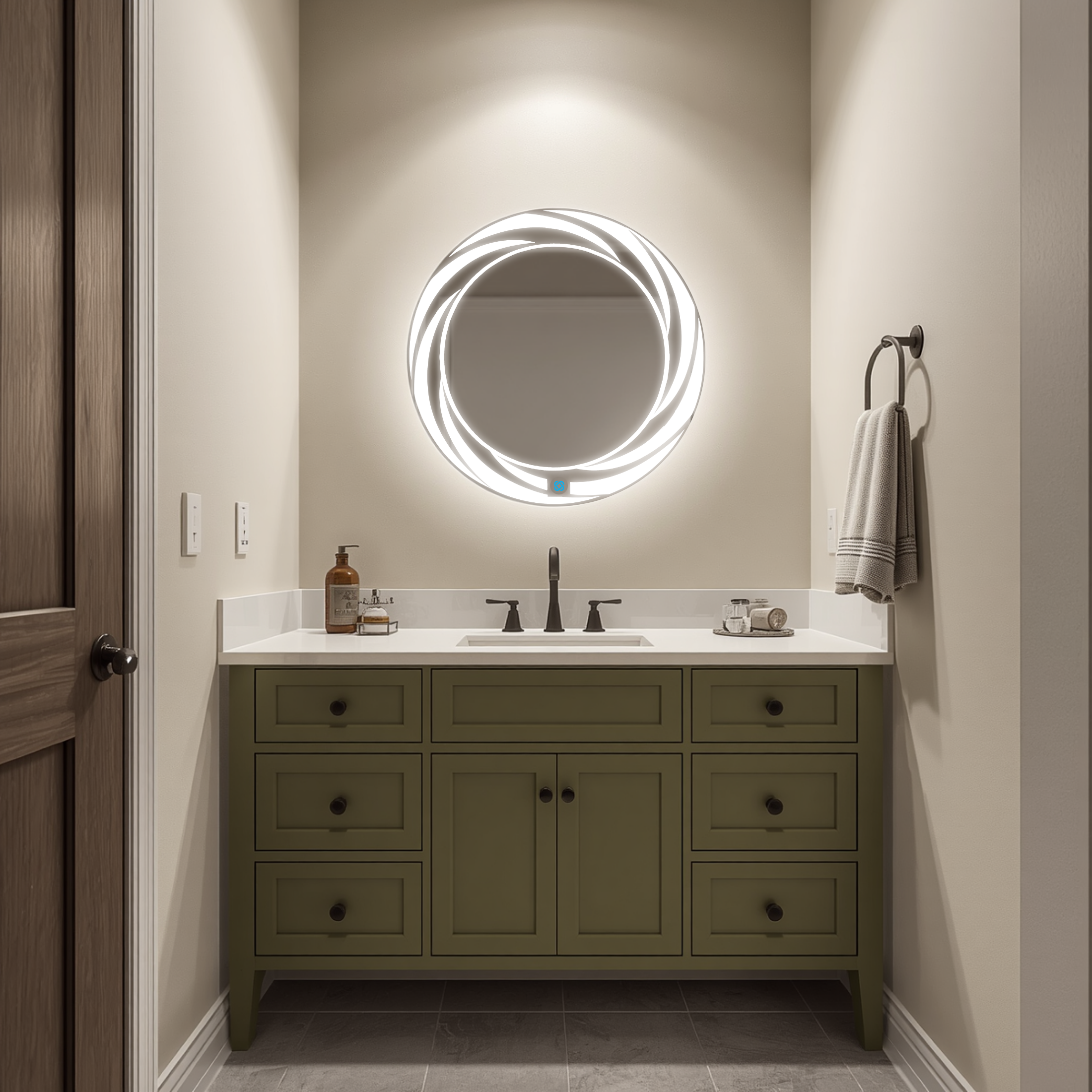 Espejo para baño con luz LED ARD redondo GLG Tornado 60 cm