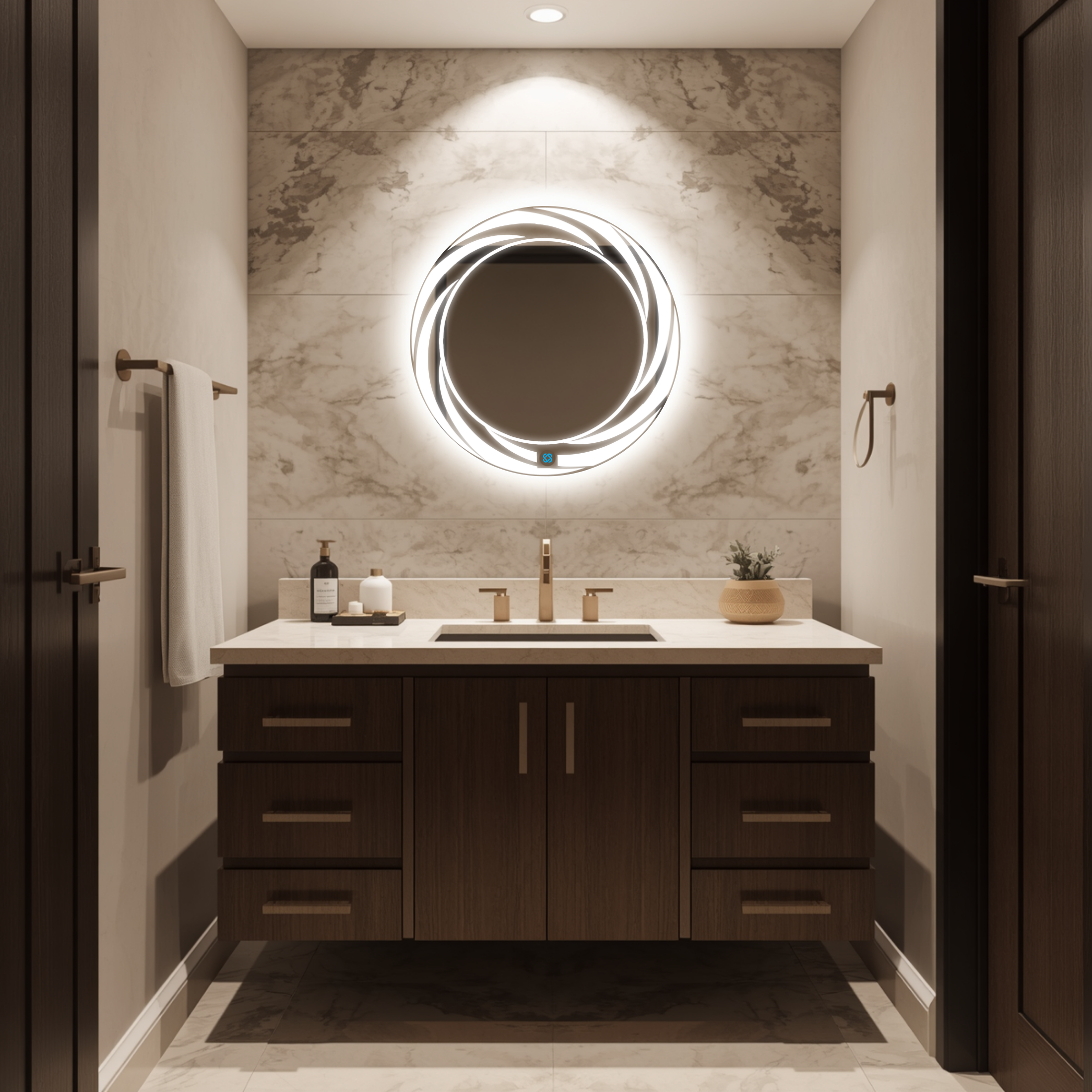 Espejo para baño con luz LED ARD redondo GLG Tornado 60 cm
