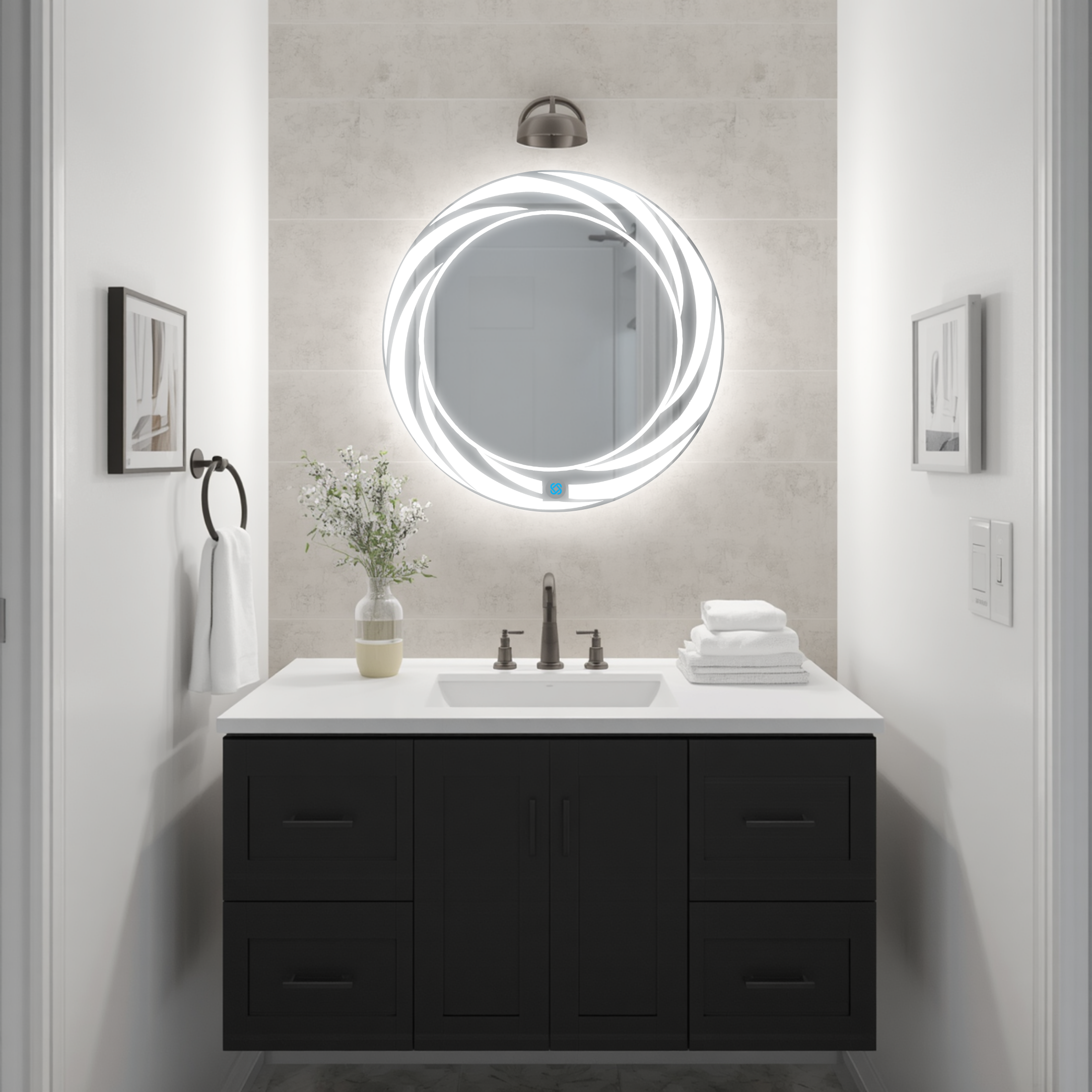 Espejo para baño con luz LED ARD redondo GLG Tornado 60 cm