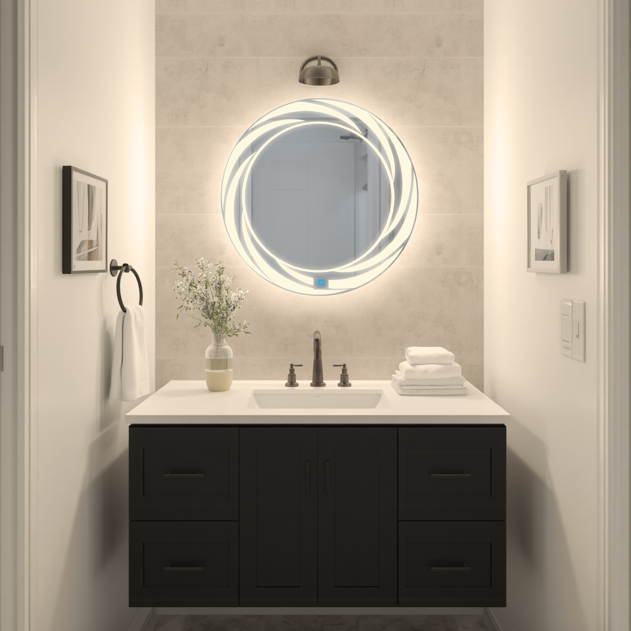 Espejo para baño con luz LED ARD redondo GLG Tornado 60 cm