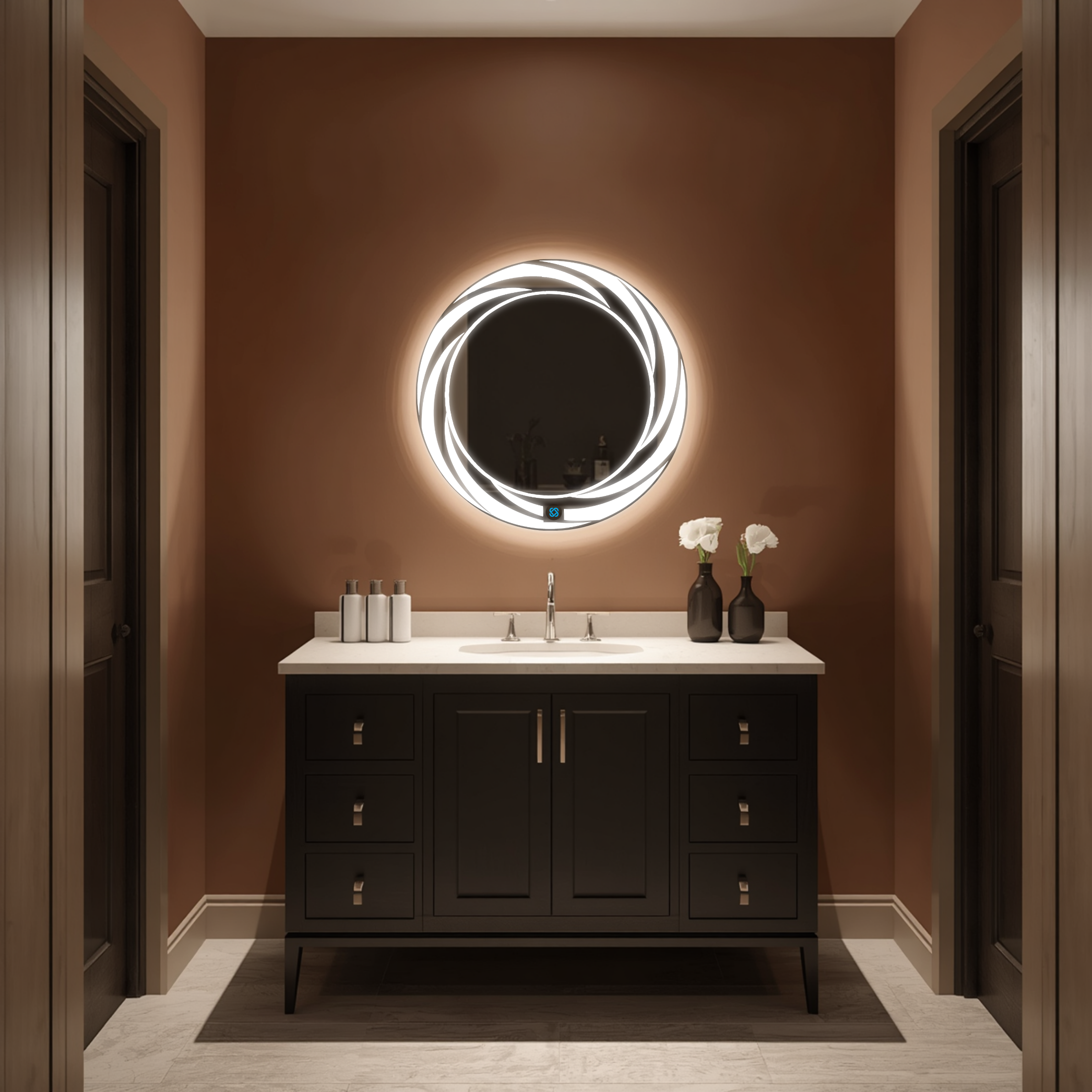 Espejo para baño con luz LED ARD redondo GLG Tornado 60 cm