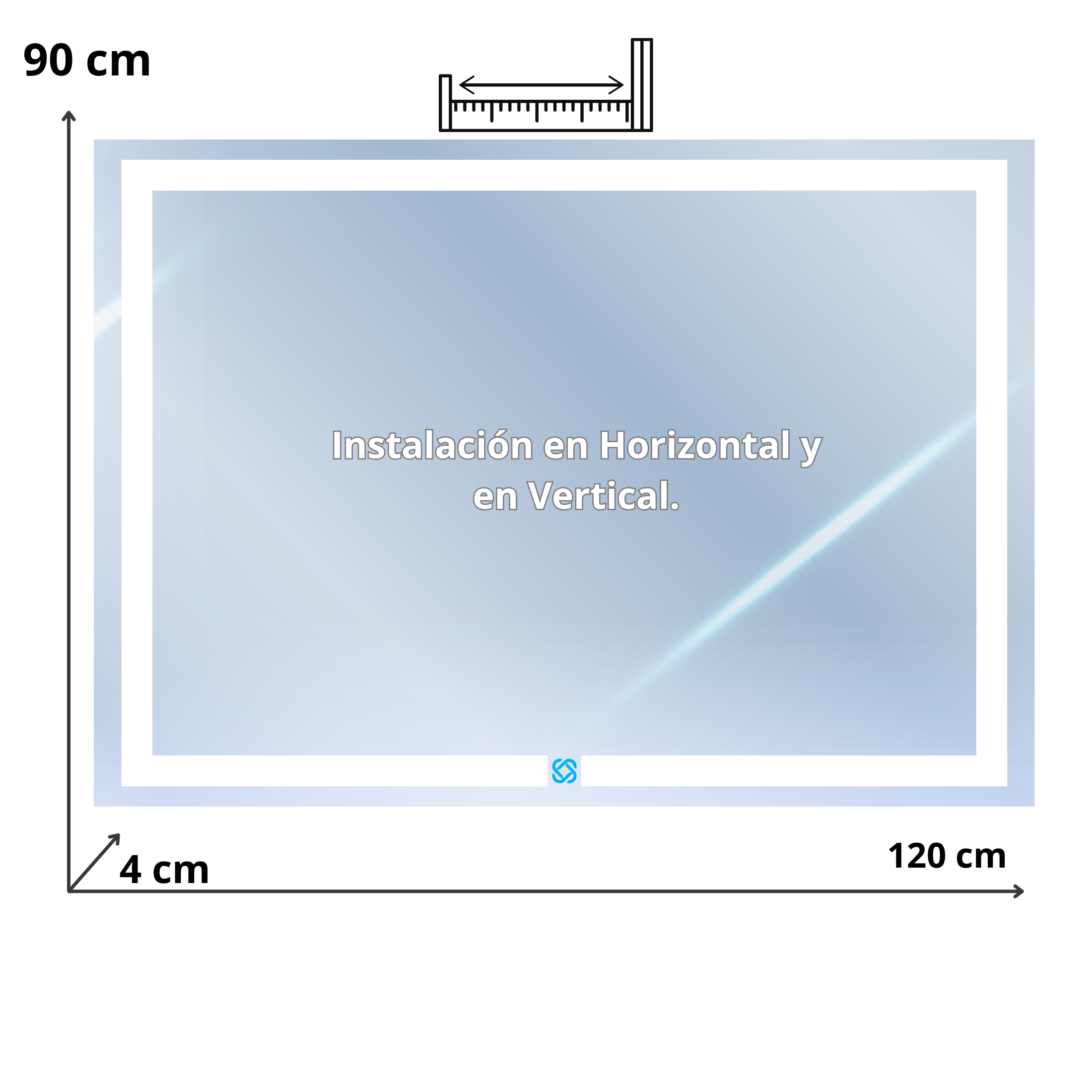 Espejo para baño con luz LED ARD rectangular GLG Prestige 90 × 120 cm
