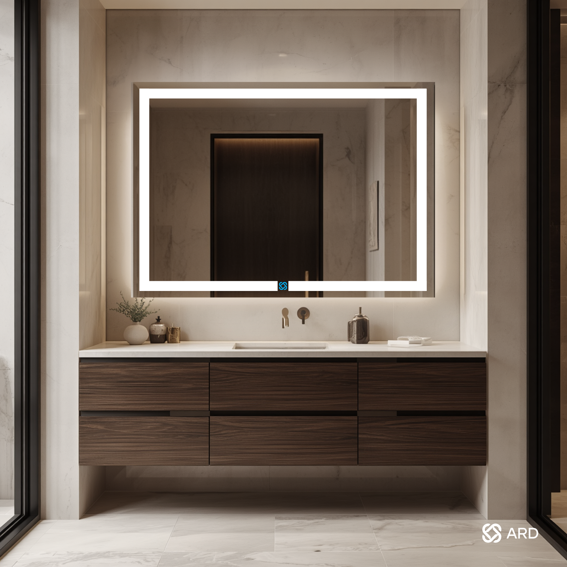 Espejo para baño con luz LED ARD rectangular GLG Prestige 90 × 120 cm
