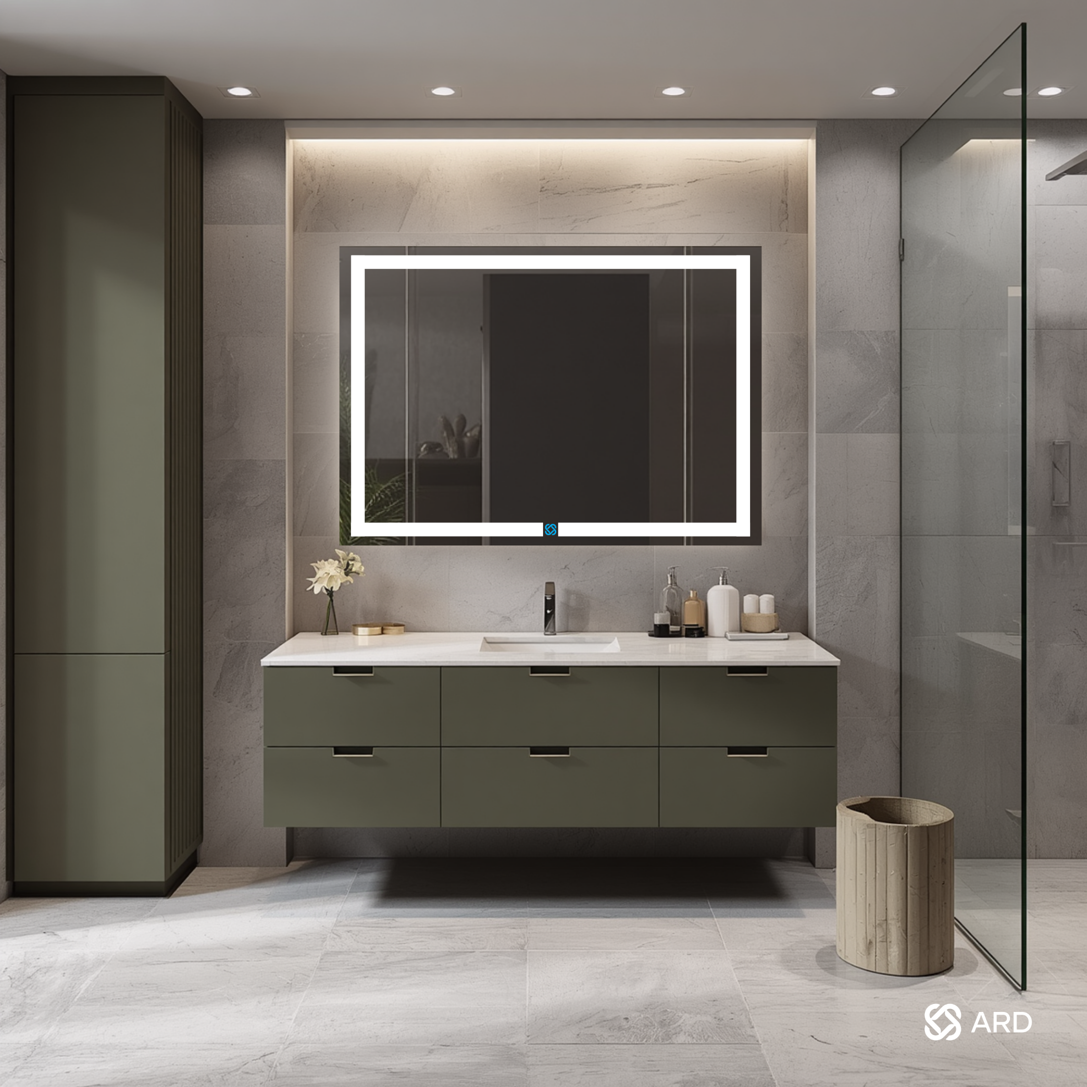 Espejo para baño con luz LED ARD rectangular GLG Prestige 90 × 120 cm