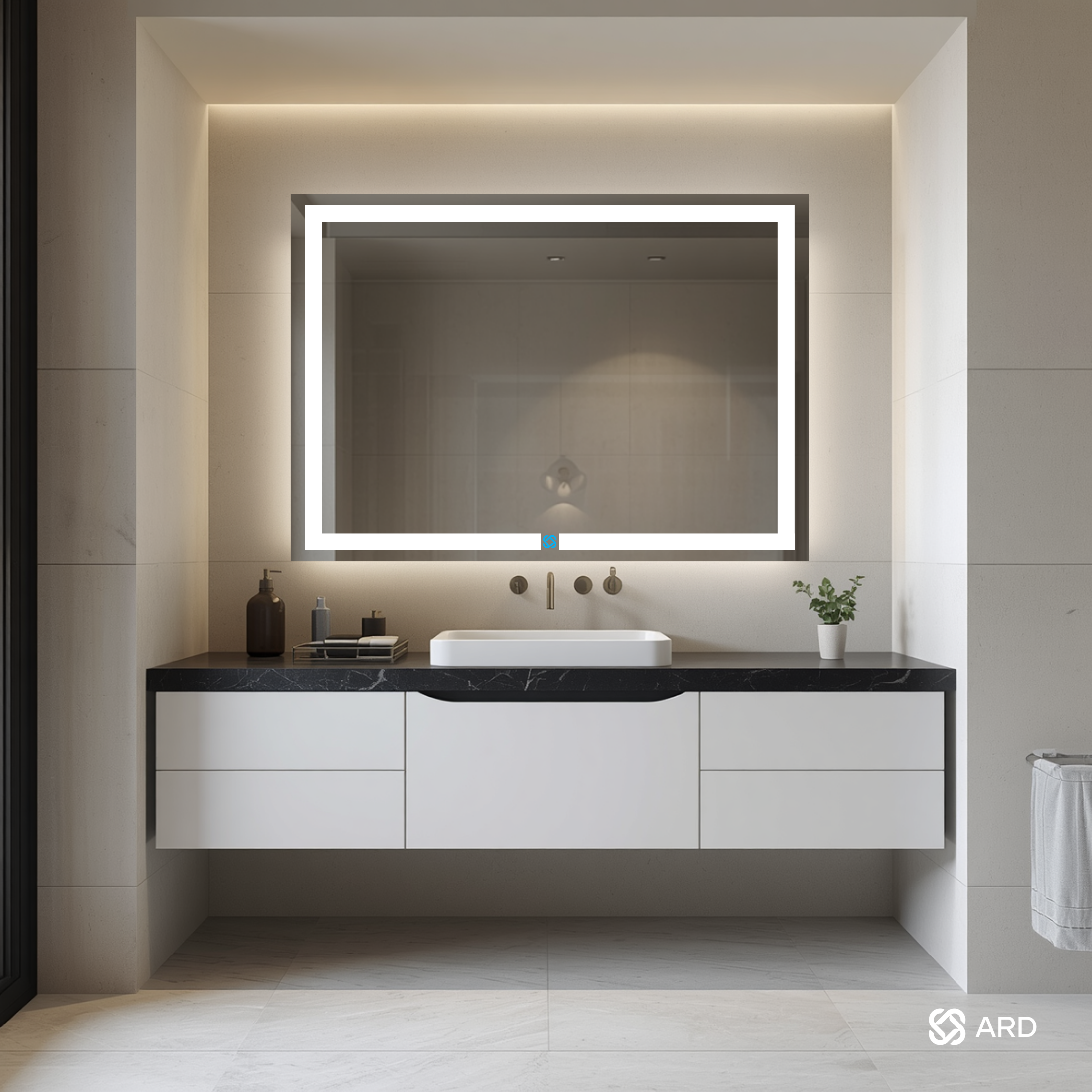 Espejo para baño con luz LED ARD rectangular GLG Prestige 90 × 120 cm