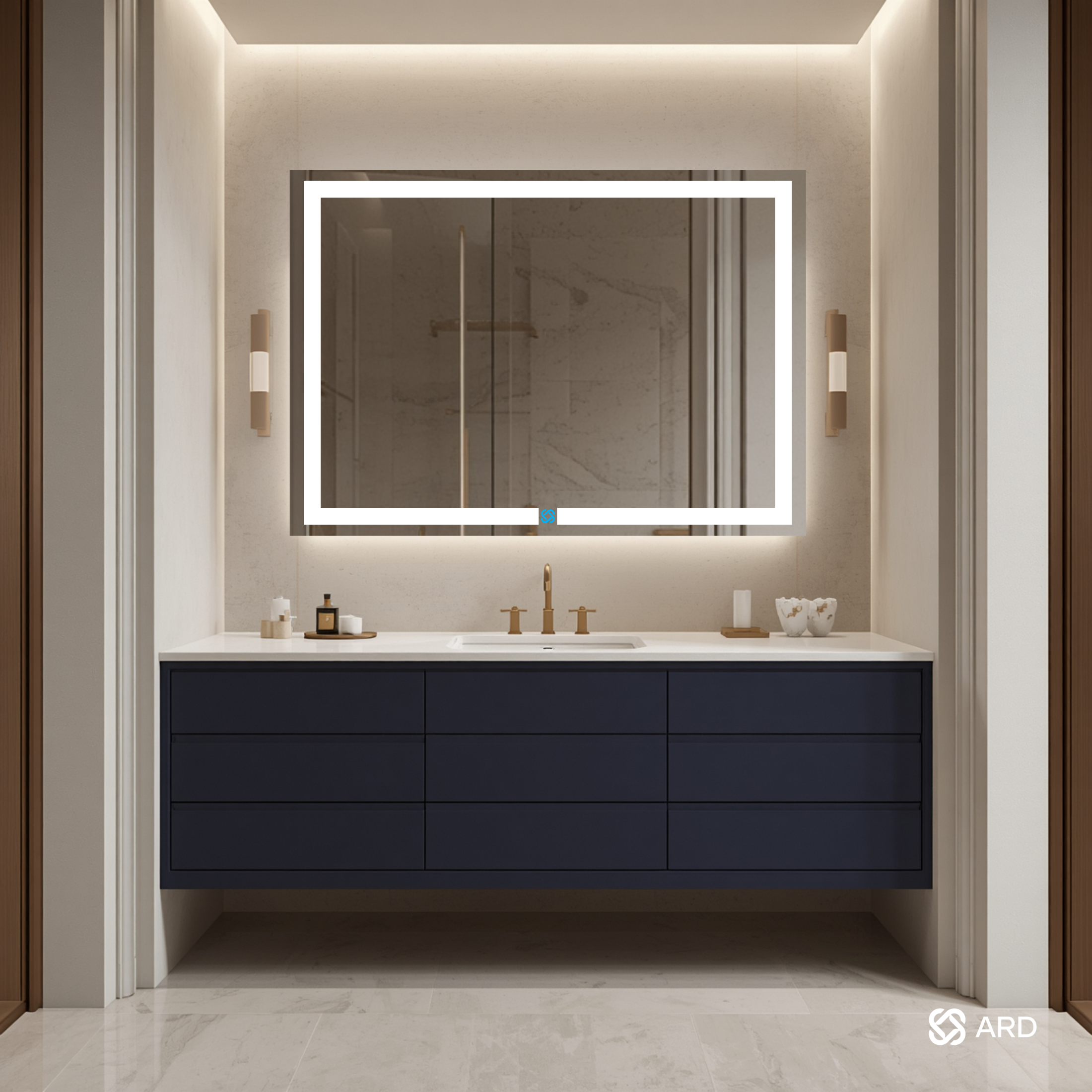 Espejo para baño con luz LED ARD rectangular GLG Prestige 90 × 120 cm