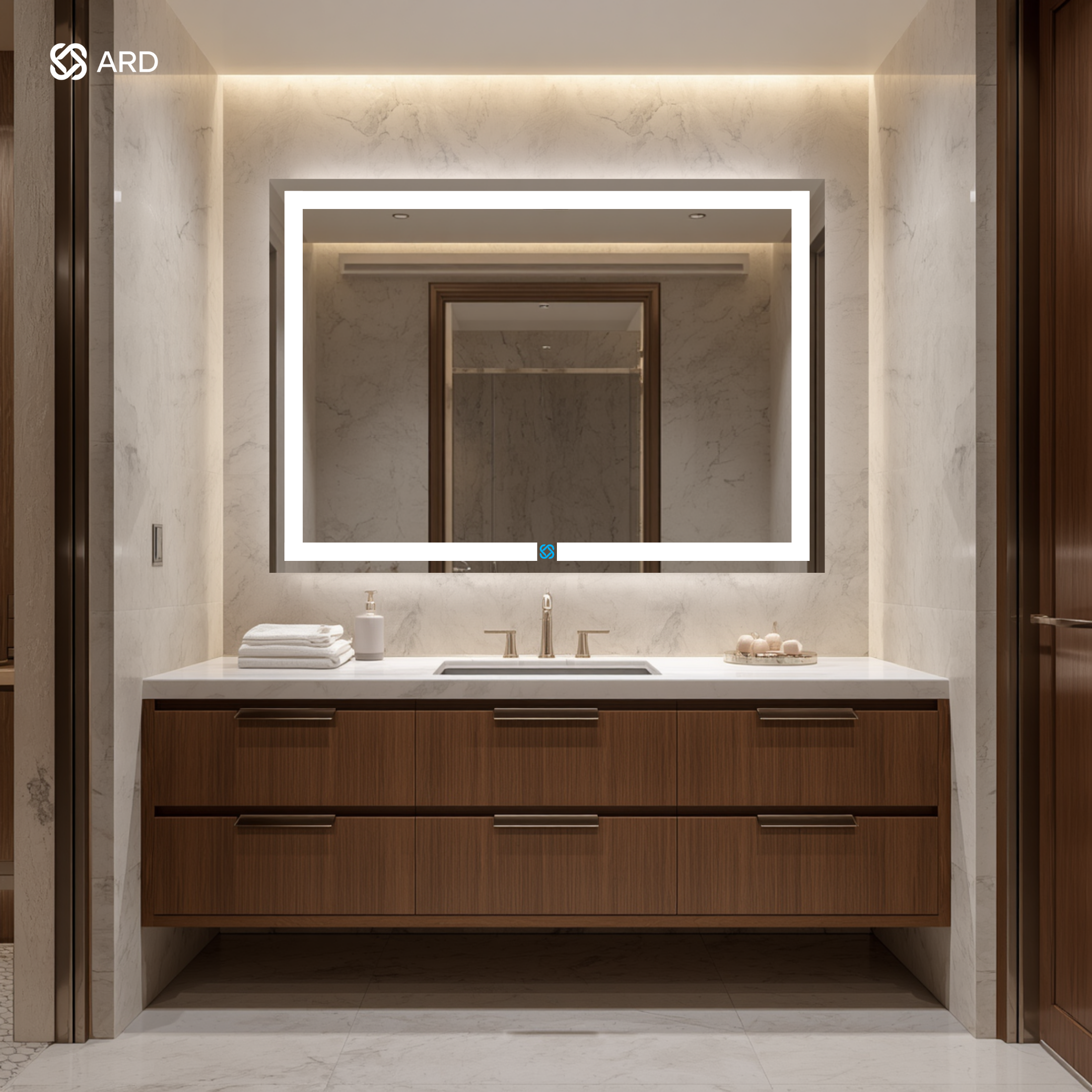 Espejo para baño con luz LED ARD rectangular GLG Prestige 90 × 120 cm