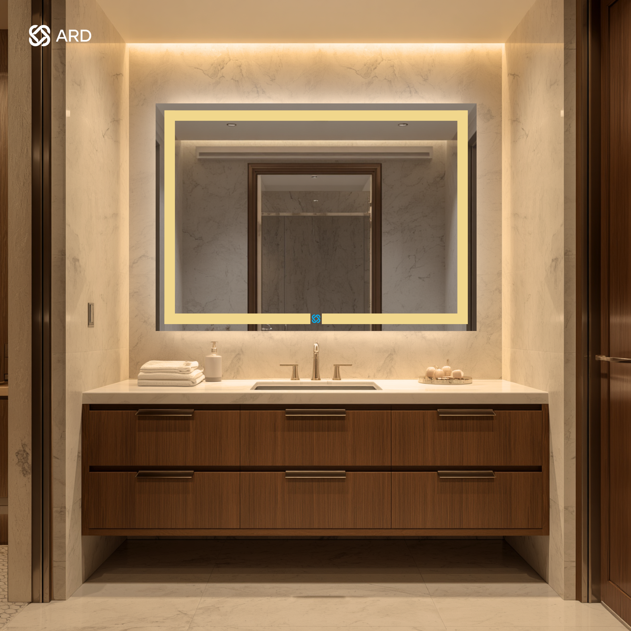 Espejo para baño con luz LED ARD rectangular GLG Prestige 90 × 120 cm
