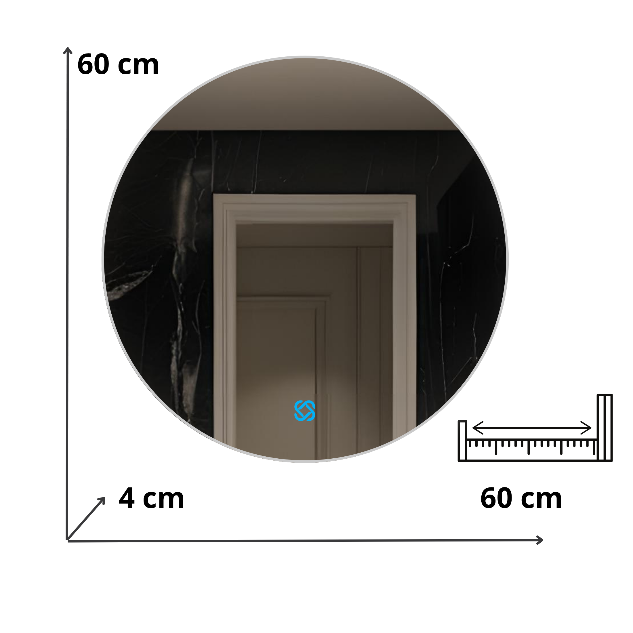 Espejo decorativo con luz LED ambiental ARD Backlit Soul redondo 60 cm