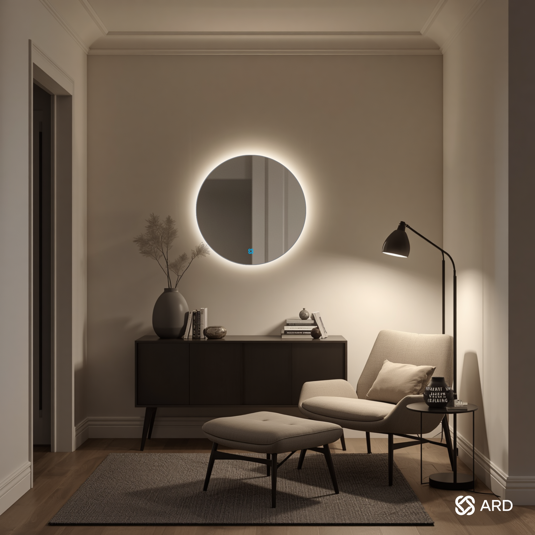 Espejo decorativo con luz LED ambiental ARD Backlit Soul redondo 60 cm