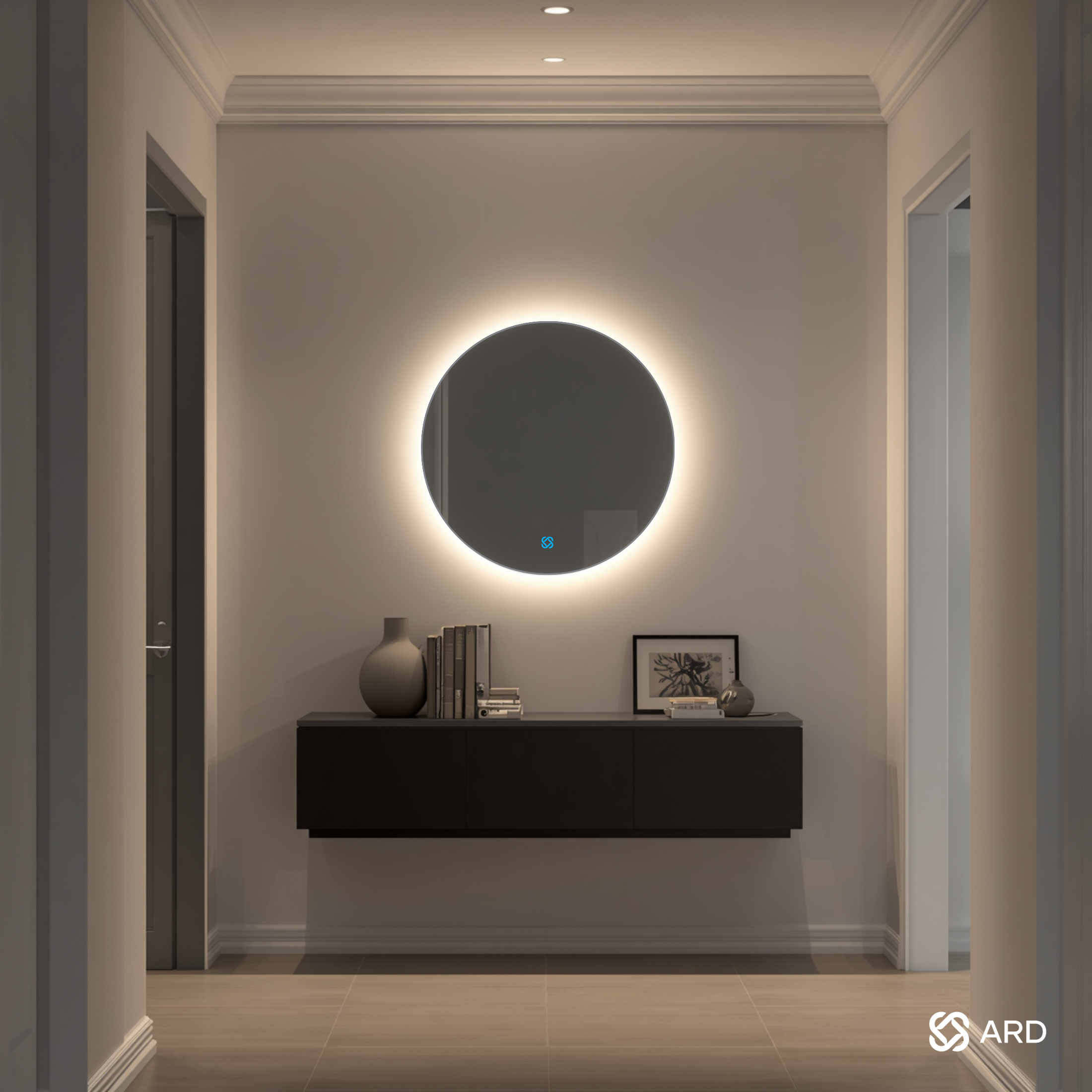 Espejo decorativo con luz LED ambiental ARD Backlit Soul redondo 60 cm