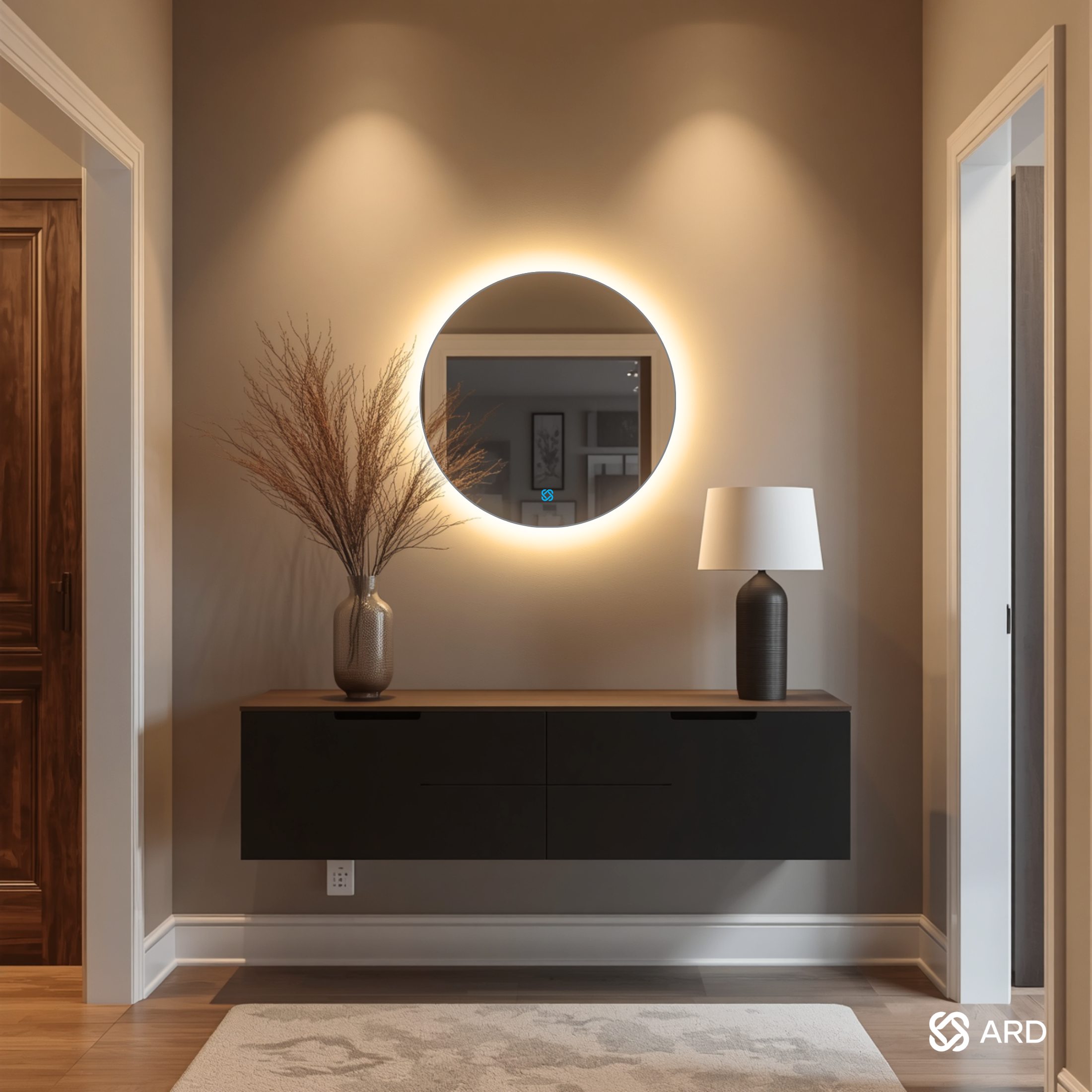 Espejo decorativo con luz LED ambiental ARD Backlit Soul redondo 60 cm