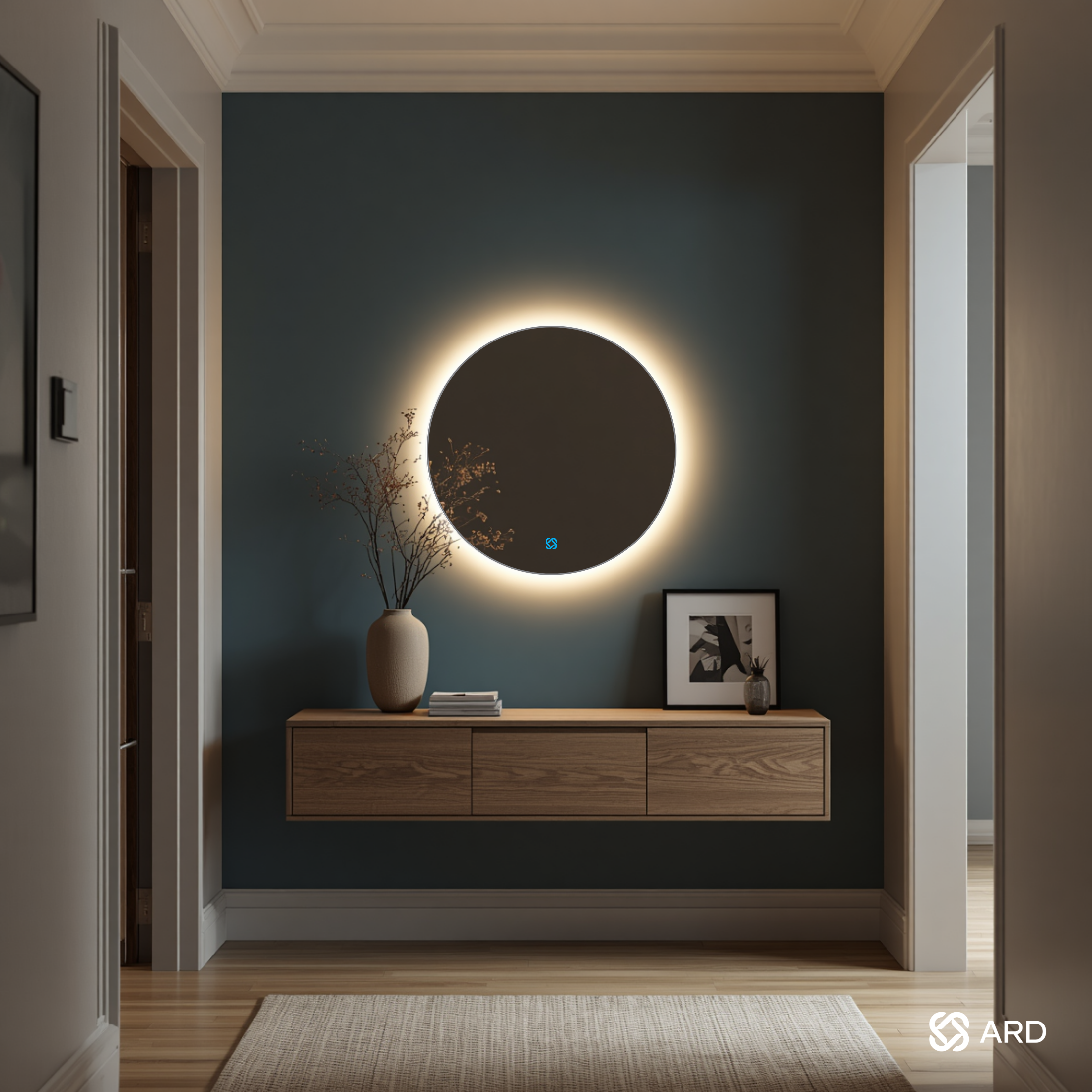 Espejo decorativo con luz LED ambiental ARD Backlit Soul redondo 60 cm