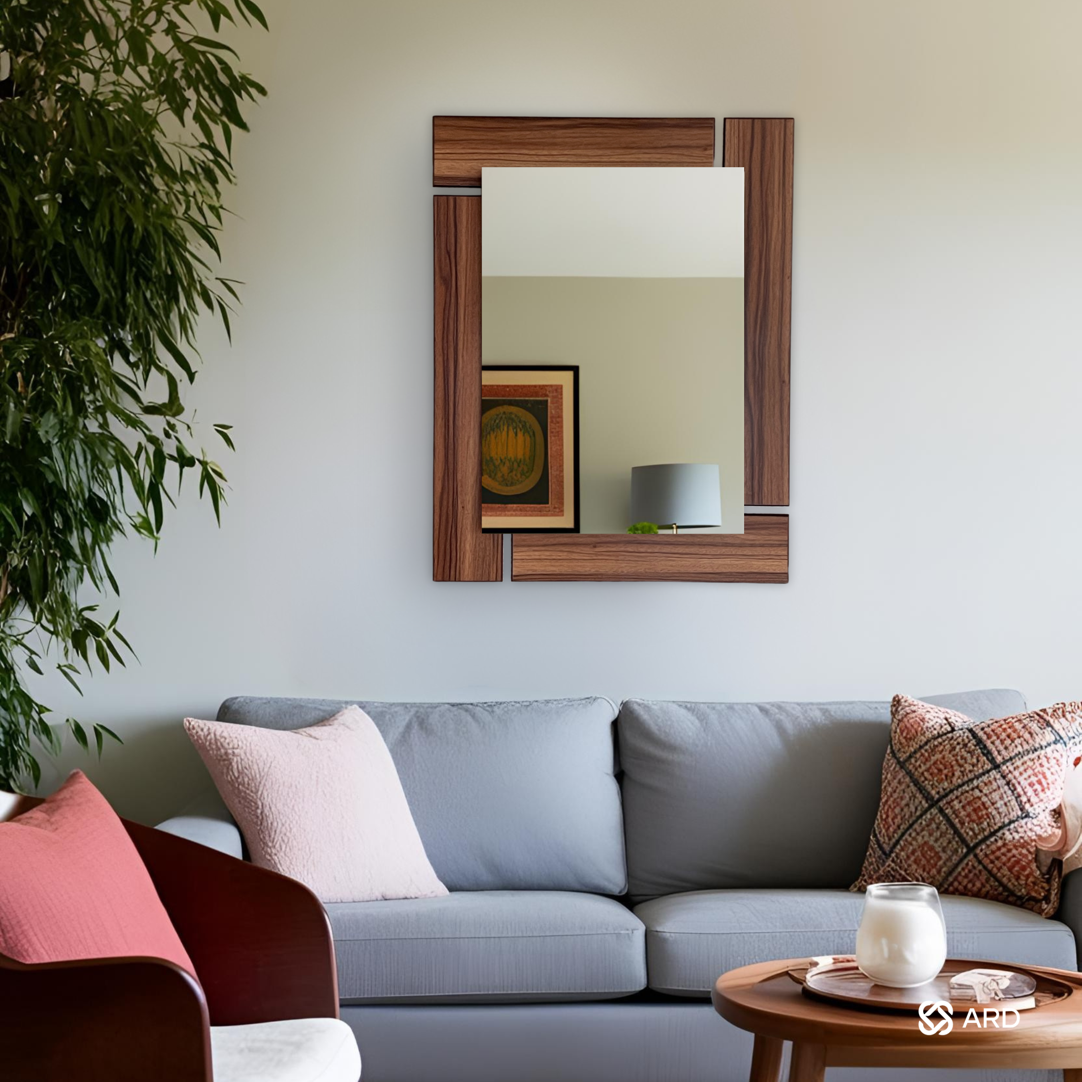 Espejo decorativo con marco de madera rectangular 78x60 cm | ARD