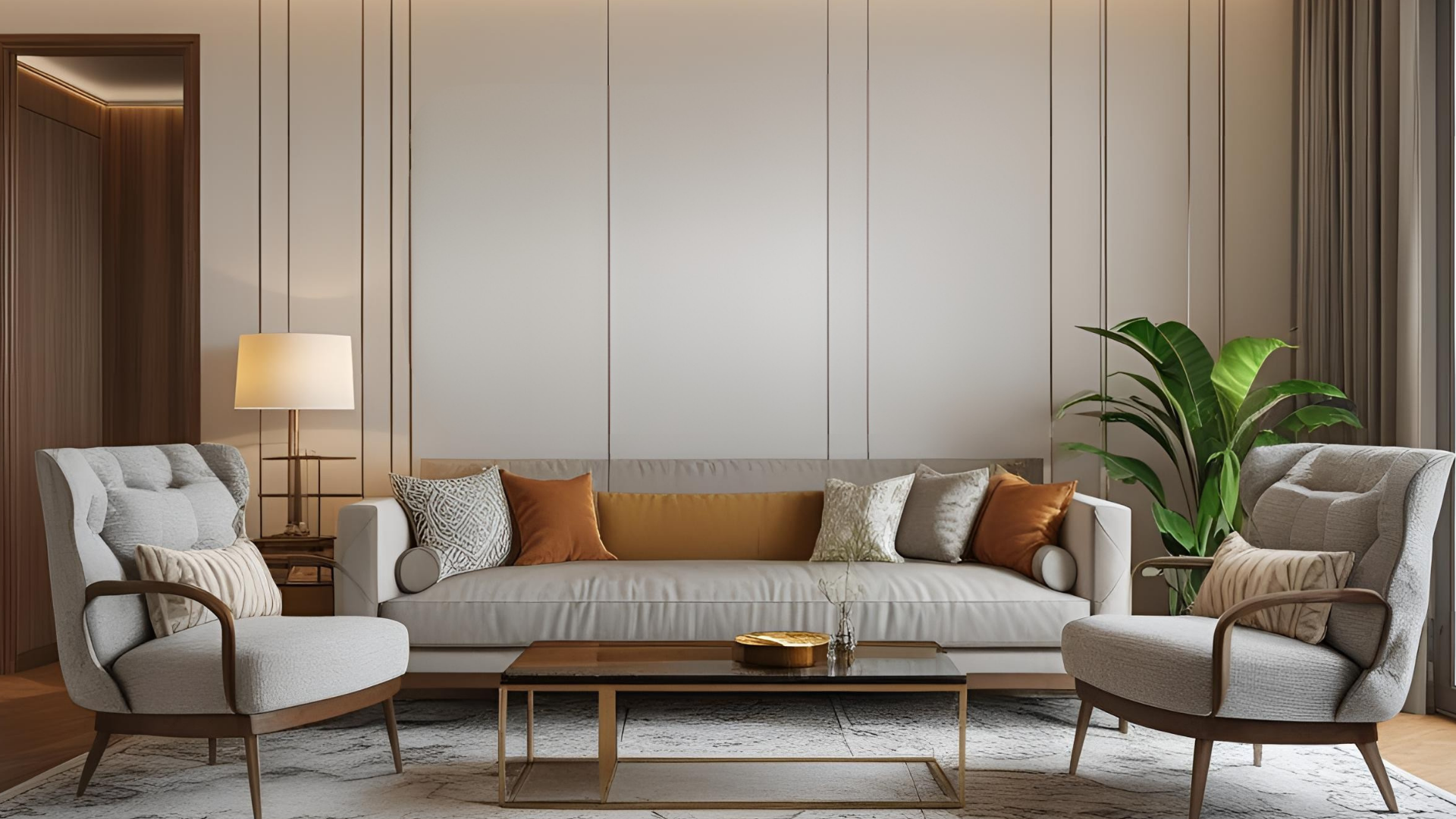 Espejo decorativo de pared ARD Glanz oak grand 138 x 55 antes de colocarlo en sala moderna nórdica