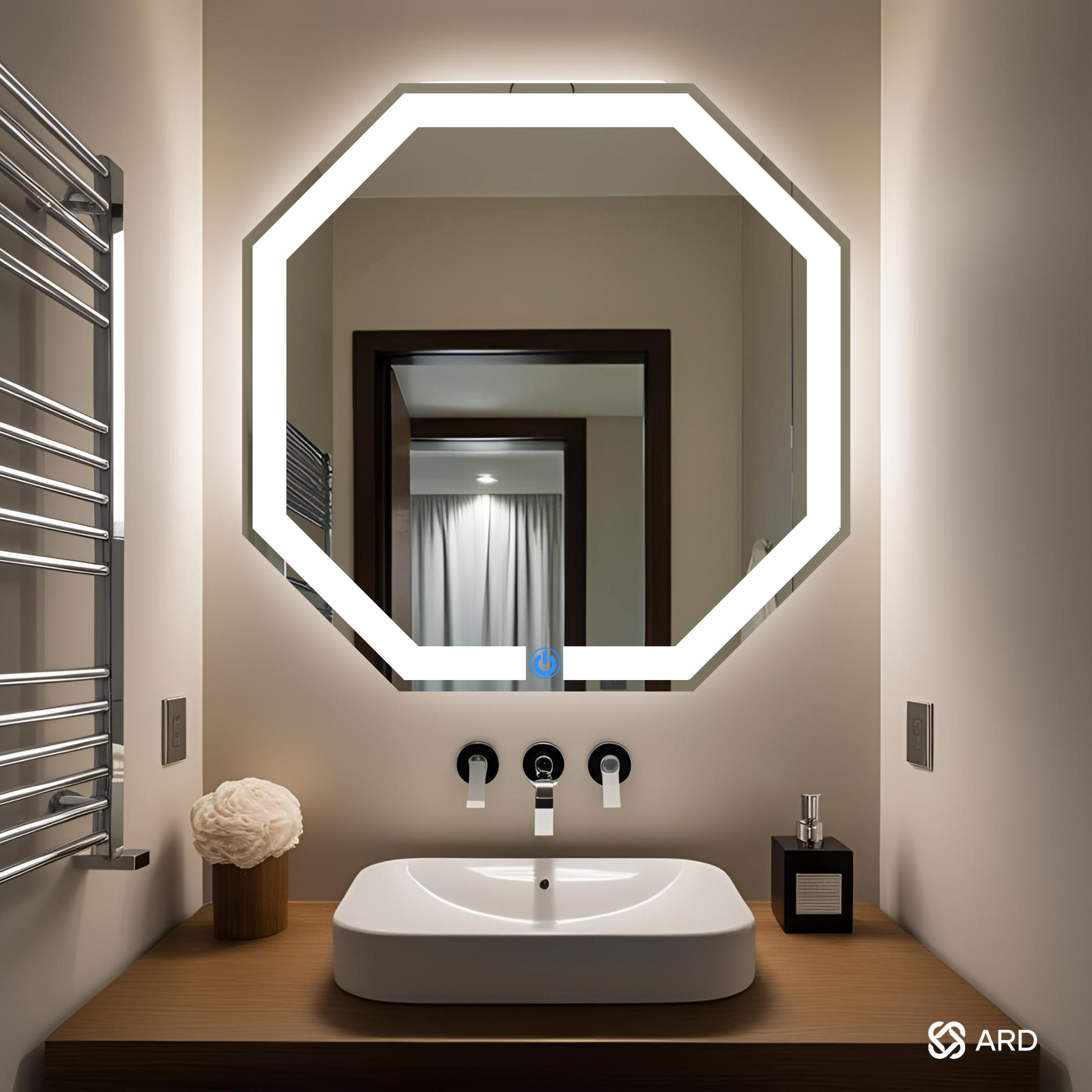 Espejo para baño con luz LED octagonal 60x60 cm | ARD